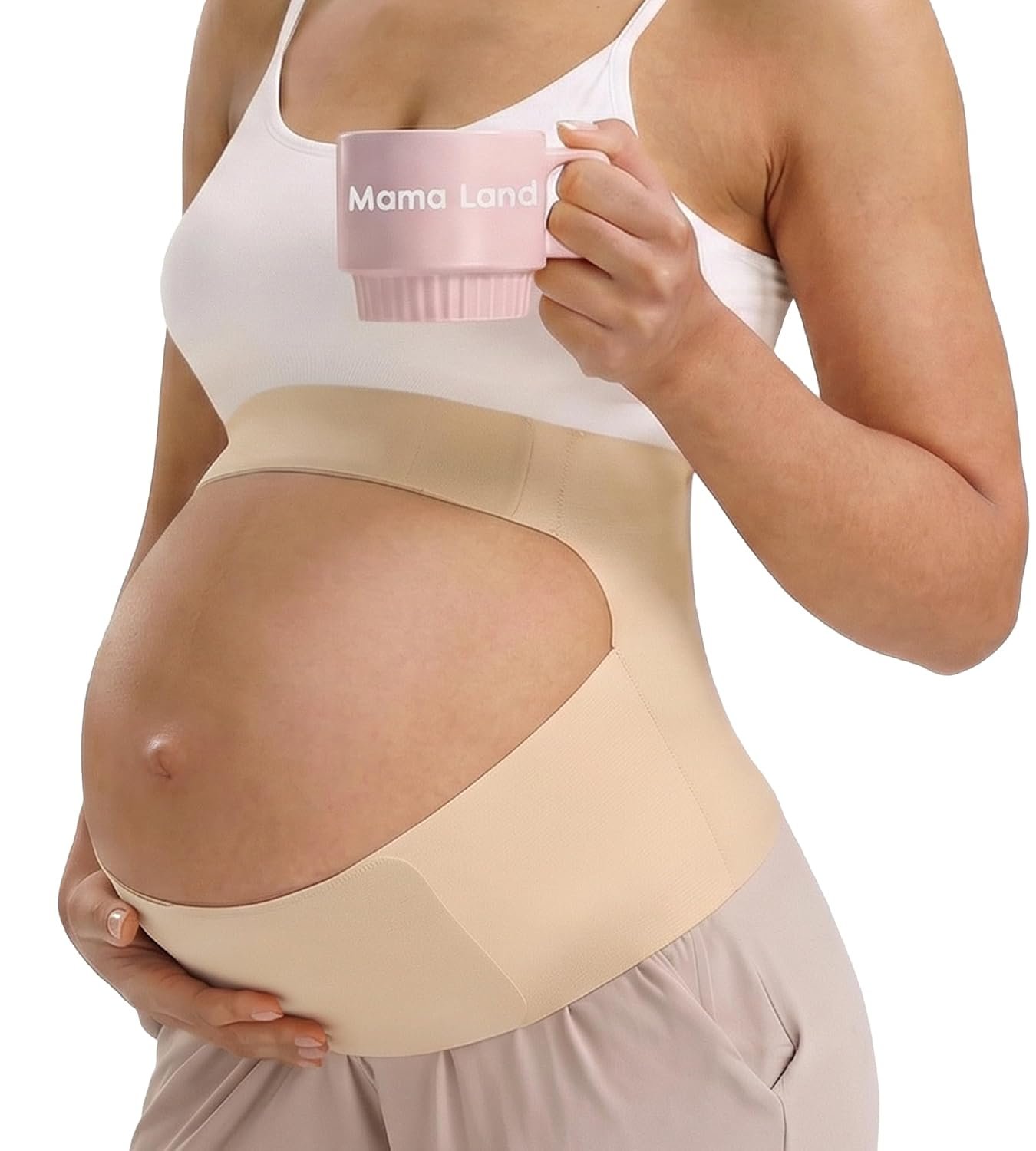 Mama Land One Piece Pregnancy Belly Band for Women, Maternity Support Belt, Trimester Must Haves Essentials, Pregnant Bands for Back, Abodomen, Waist, Pelvic Pain Relief (Beige, XL)