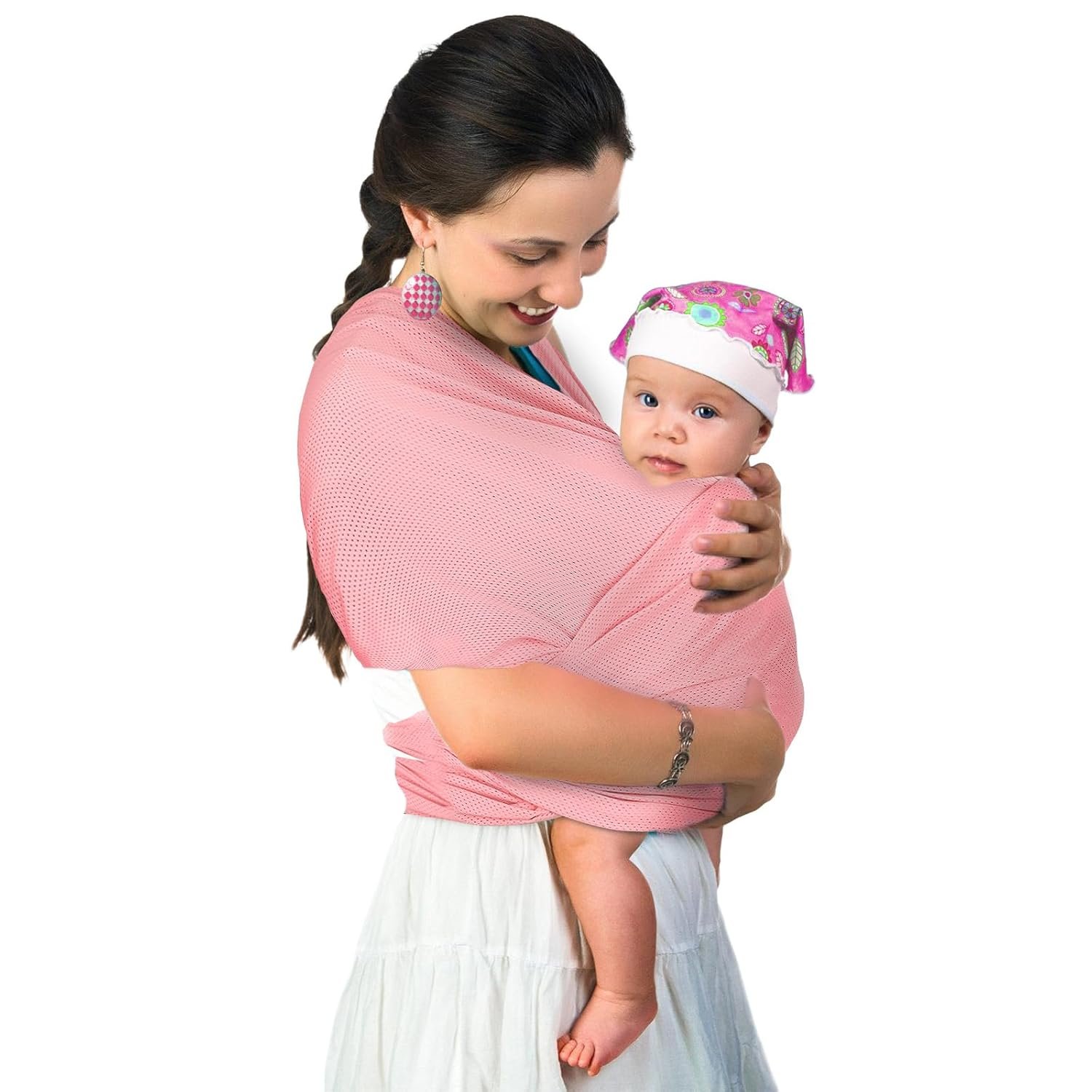 Water Sling Baby Wrap Carrier for Summer Pool – Adjustable Shoulder Mesh Breathable Chest Sling Infant Carrier for Newborn to Toddlers Summer Pool Beach (Pink)