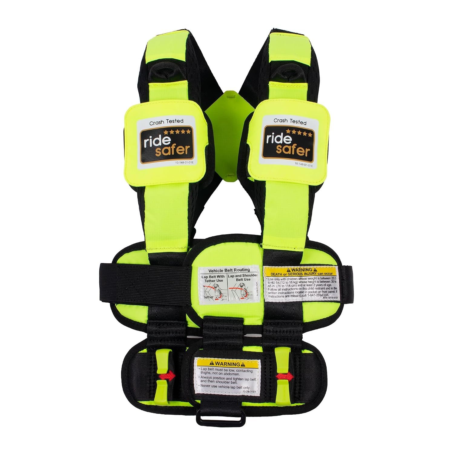 RideSafer Gen 5 – Extra Small (XS) Yellow, Lightweight, Compact, Portable Car Seat, 2+ Years; 26.5–40 lb – Perfect for Travel and Everyday Child Safety