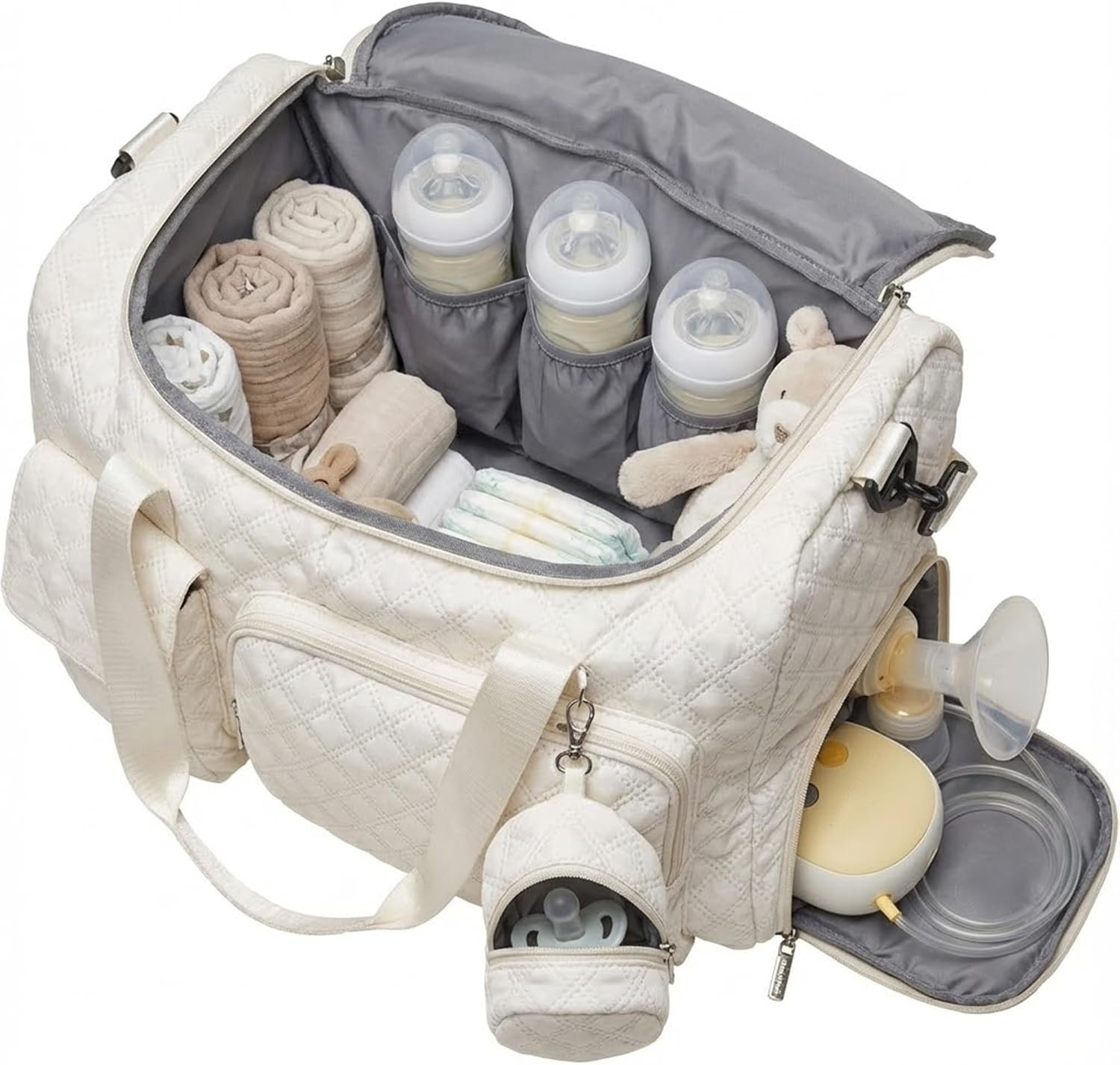 Extra Large Diaper Tote Bag with Shoe Compartment & Pacifier Pocket, Travel Baby Diaper Bag for Mom, Hospital Maternity Weekender Bag, Waterproof Diaper Handbag for Newborn Travel Essentials
