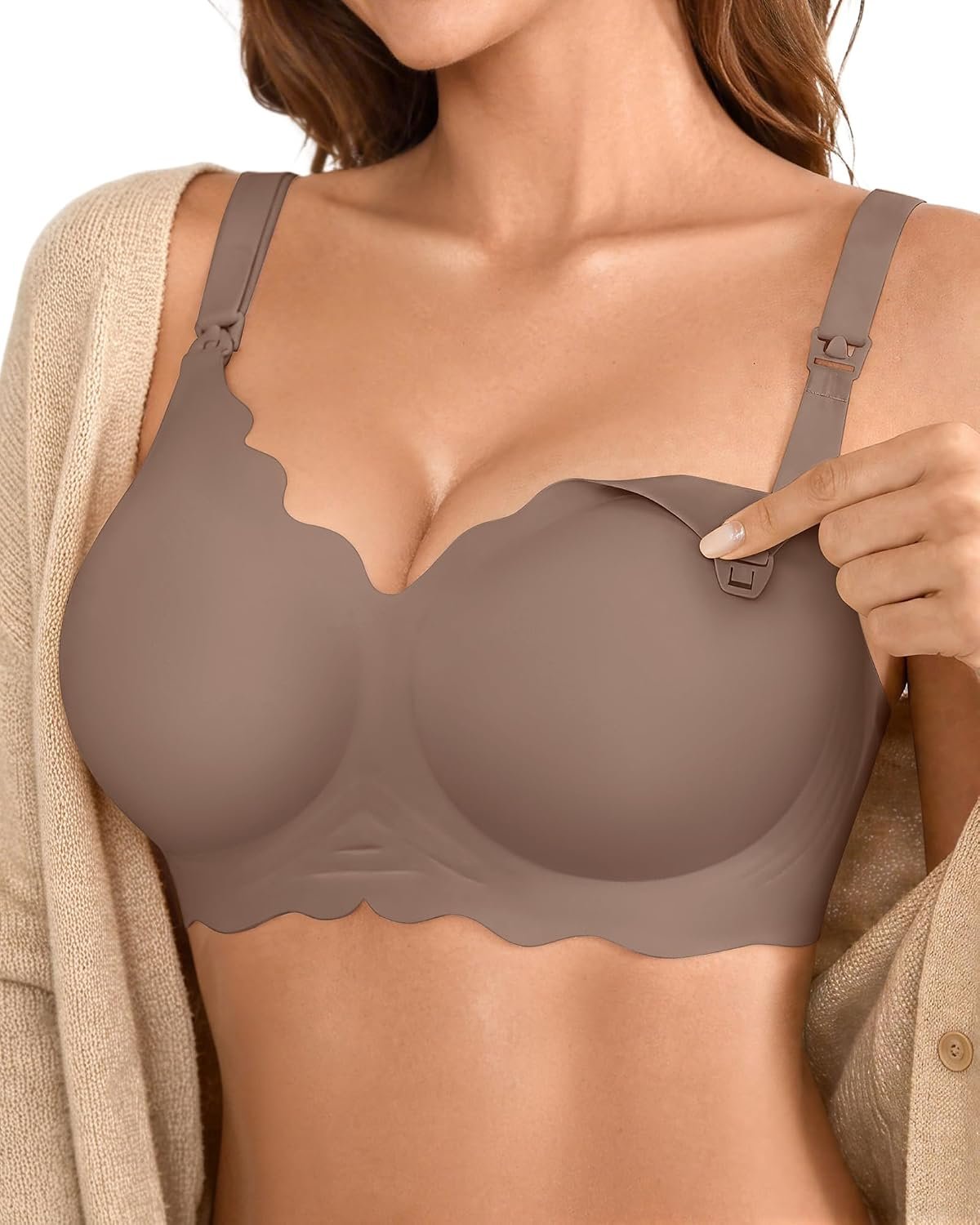 DEANGELMON Maternity Nursing Bra for Women Breastfeeding – Jelly Pregnancy Pumping Breast Feeding Seamless Bras with Support