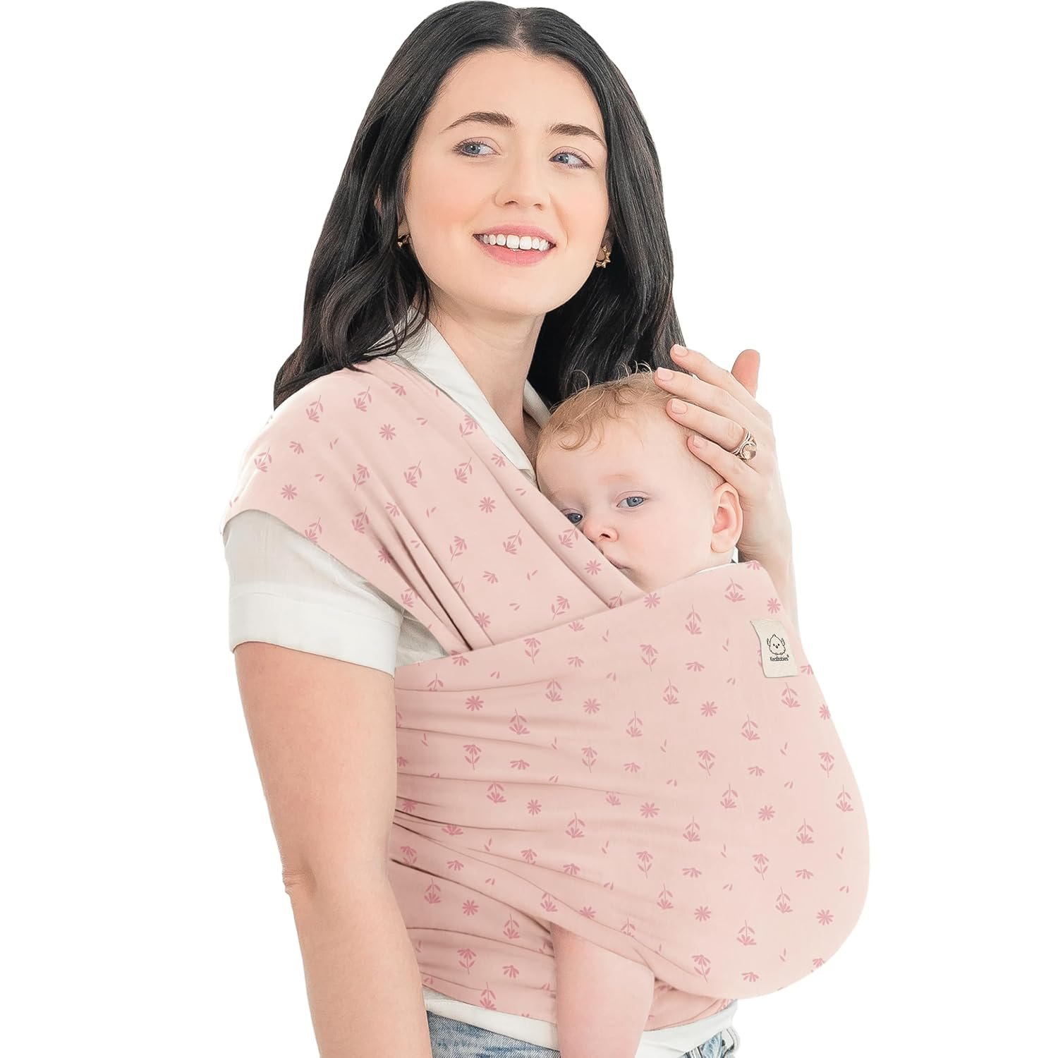 KeaBabies Baby Wrap Carrier – All in 1 Original Baby Carrier Newborn to Toddler Sling, Easy to Wear, Hands Free Bonding, Lightweight, Breathable Infant Wraps (Pink Daisies)