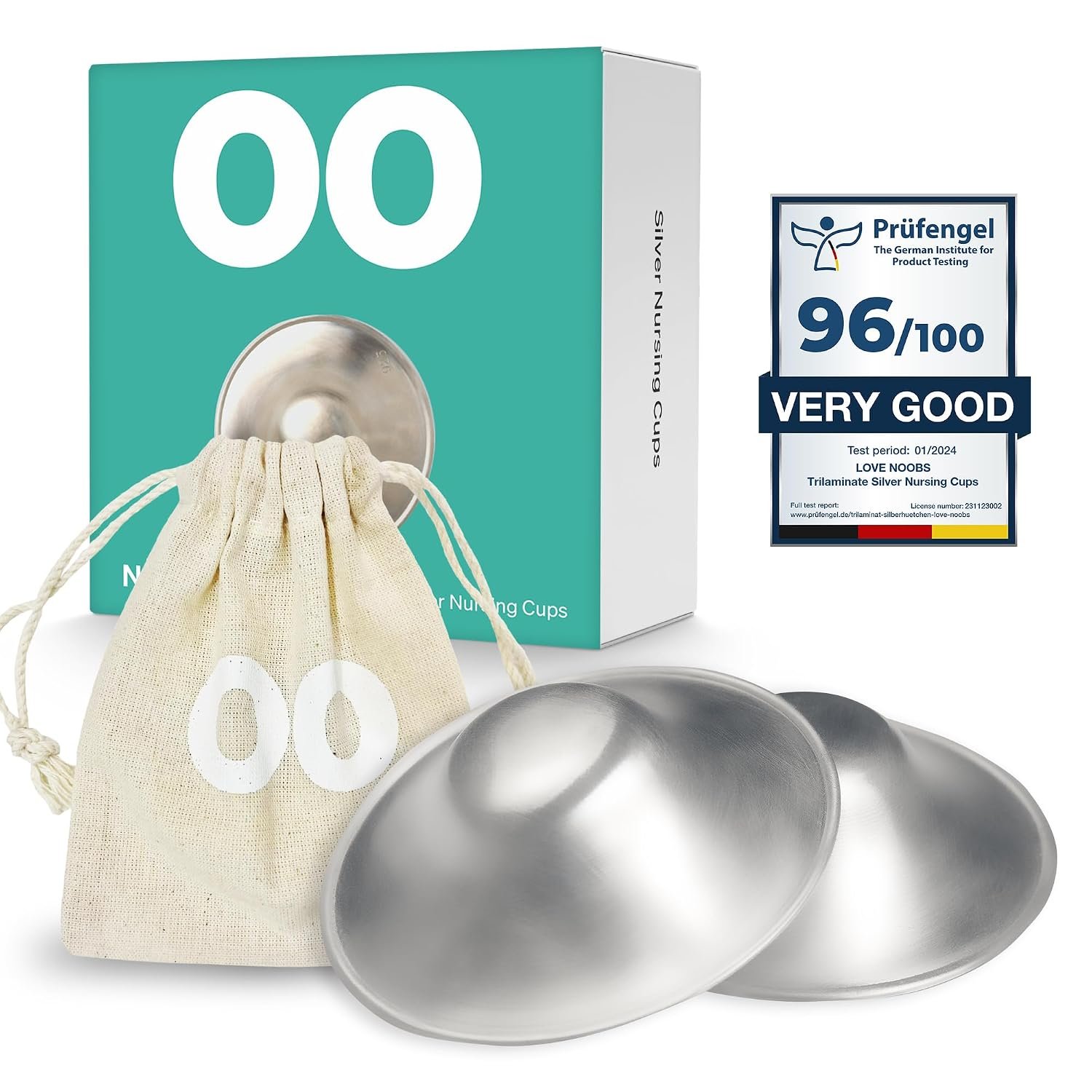 The Original Silver Nursing Cups by LoveNoobs, Nipple Shields for Breastfeeding Newborn, 999 Grade Silver Nipple Covers Breastfeeding, XL Size