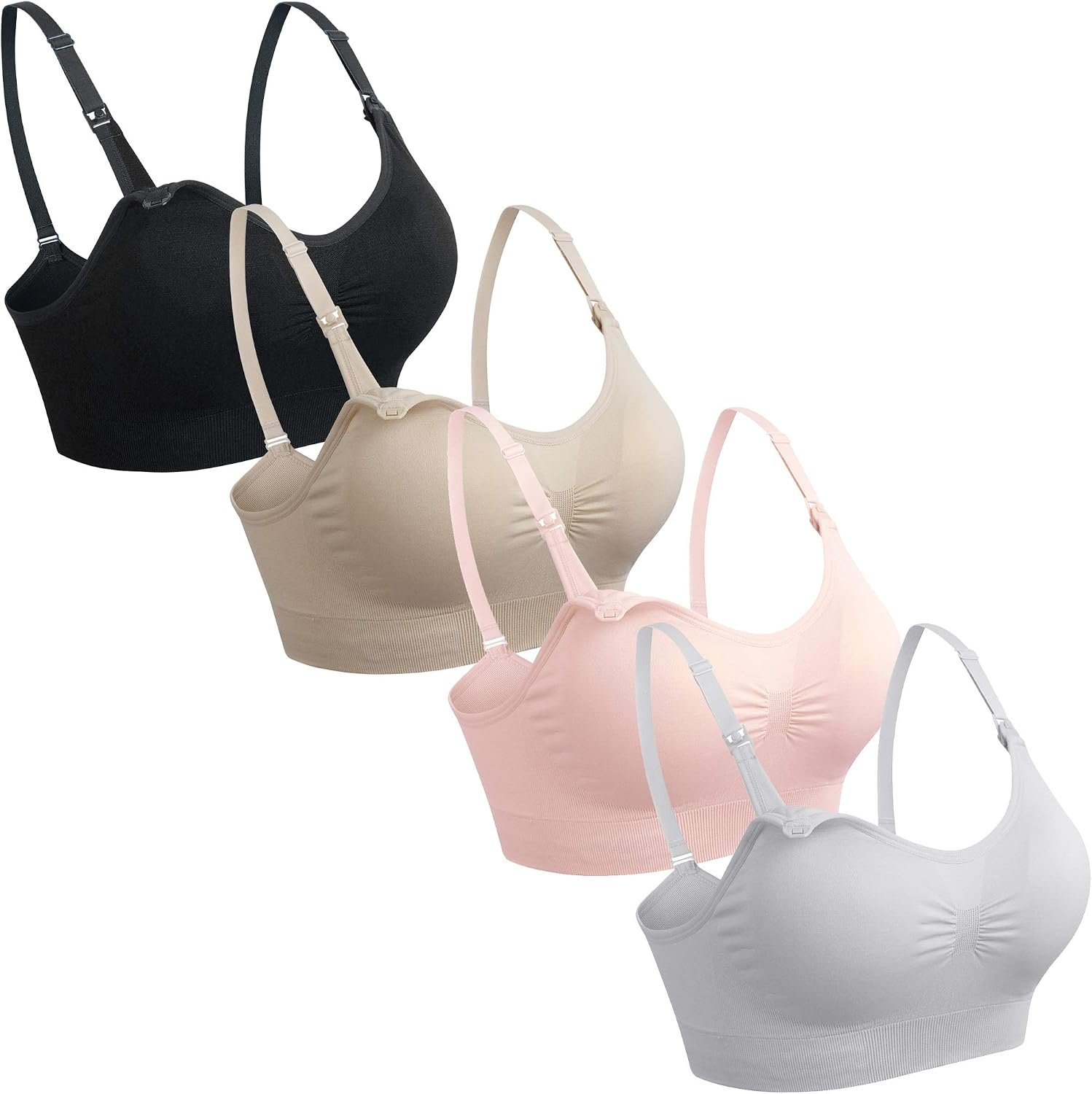 GXXGE 4Pack Nursing Bras for Breastfeeding Maternity Bra Comfort Seamless Pregnancy Sleep Bralette