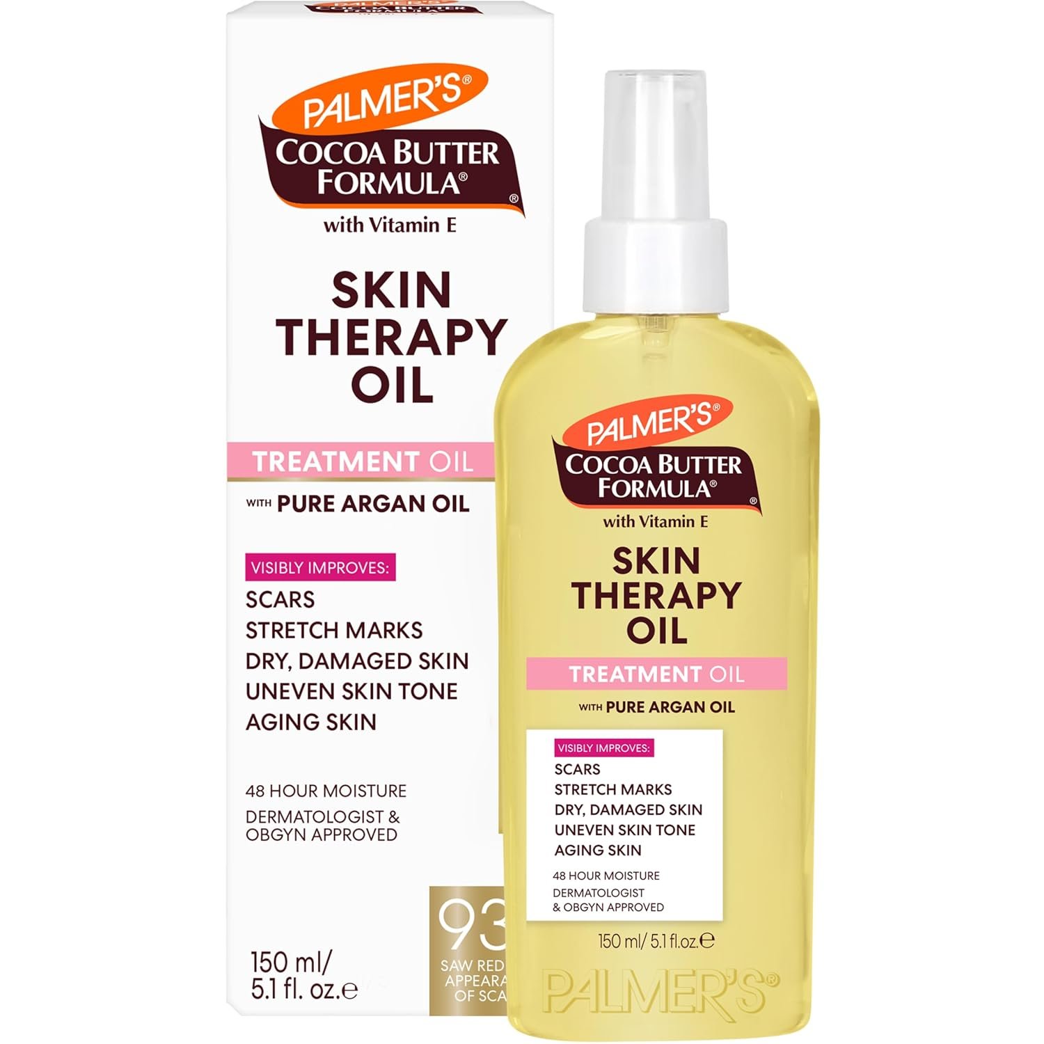 Palmer’s Cocoa Butter Formula Skin Therapy Moisturizing Body Oil with Vitamin E & Pure Argan Oil, Deep Body Moisturizer for Dry, Damaged Skin, 5.1 Ounces