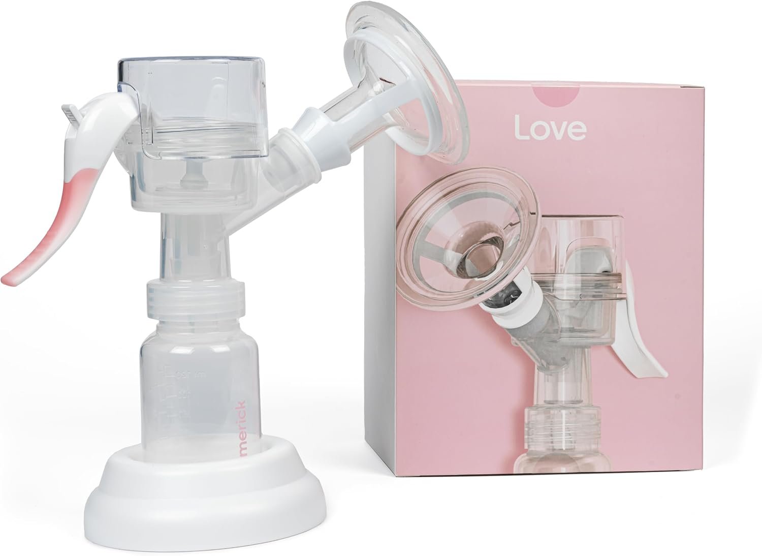 Limerick Love Manual Breast Pump, Easy-to-Use & Portable, Includes ComforTouch Silicone Breast Cup, BPA-Free Bottle with Cap, Silicone Gasket & Stand, Locking Handle for Convenient Storage