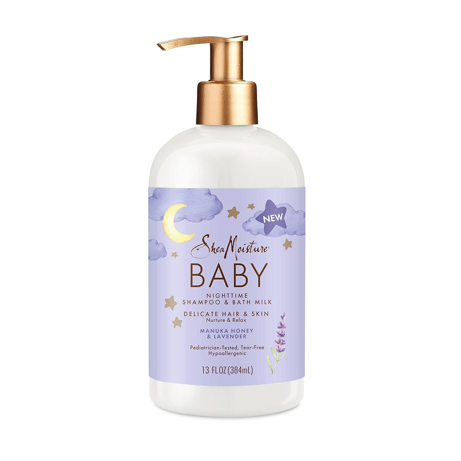 SheaMoisture Baby Shampoo & Bath Milk Manuka Honey & Lavender for Delicate Hair and Skin Nighttime Skin and Hair Care Regimen 13 oz