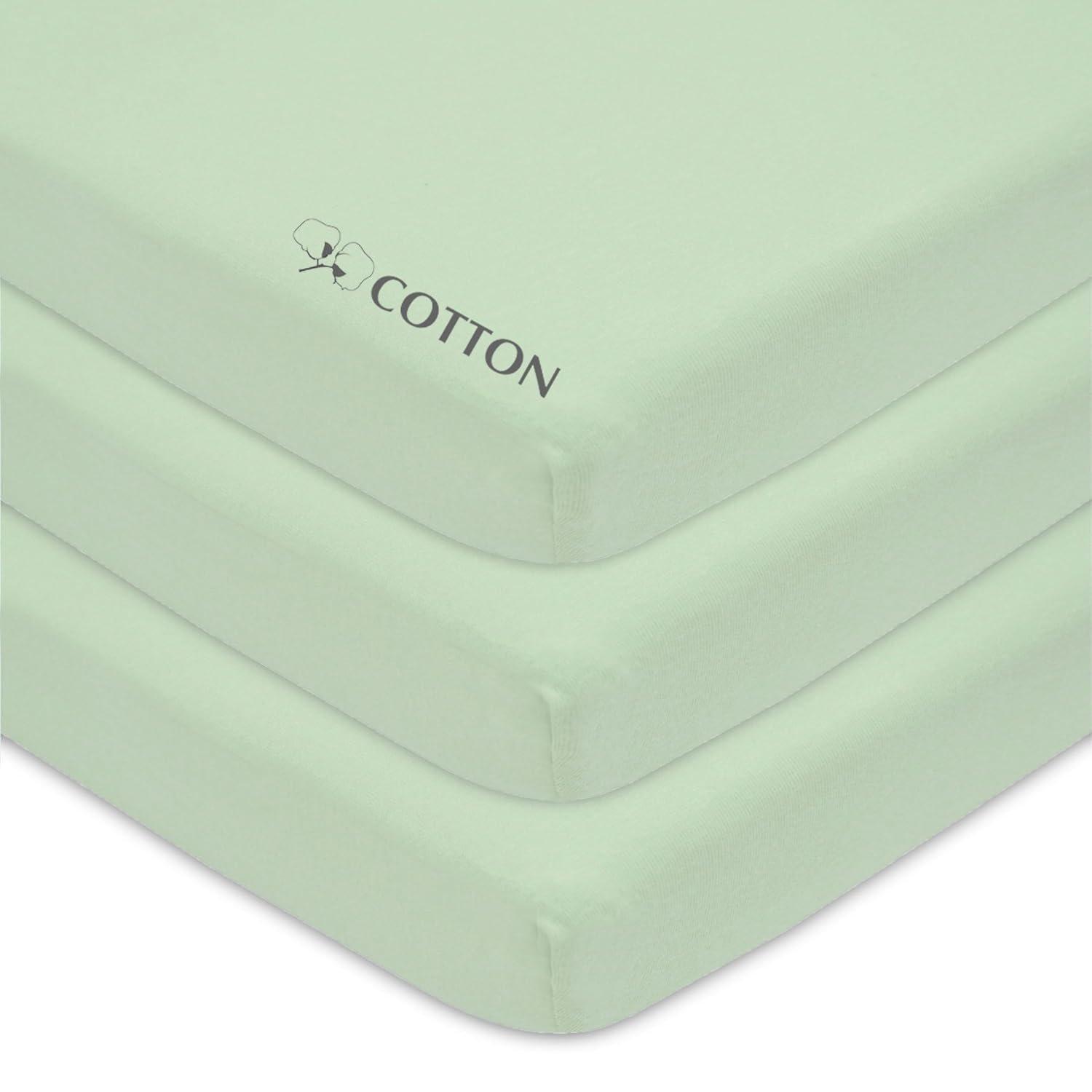 American Baby Company 3 Pack 100% Natural Cotton Fitted Mini Crib Sheets 38″ x 24″ – Soft & Breathable Small Nesting Portable Sheets, Fits Pack N Play Mattresses, Celery, for Boys & Girls