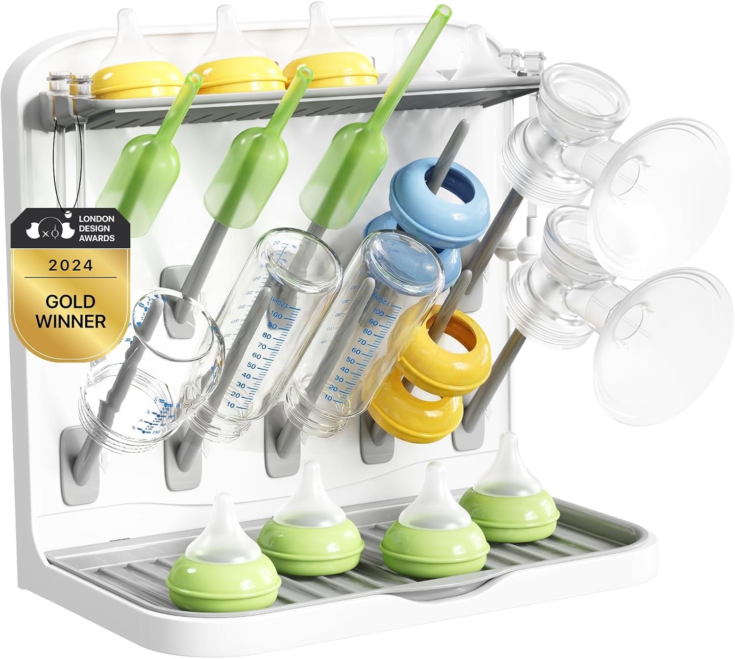 Lifewit Baby Bottle Drying Rack with 10 Hooks, Newborn Essentials Must Haves, Bottle Storage Organizer for Countertop, Cabinet, Rack Dryer Holder for Pacifiers, Pump Parts, Baby Stuff