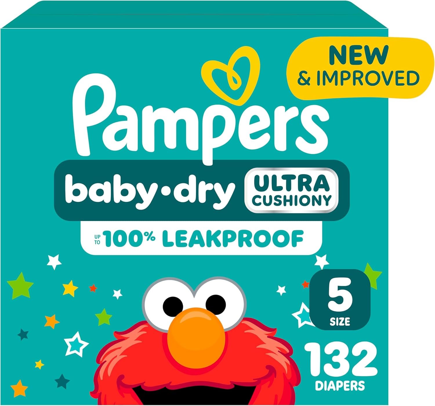 Pampers Diapers – Baby Dry – Size 5, 132 Count, Absorbent Disposable Infant Diaper (Packaging May Vary)