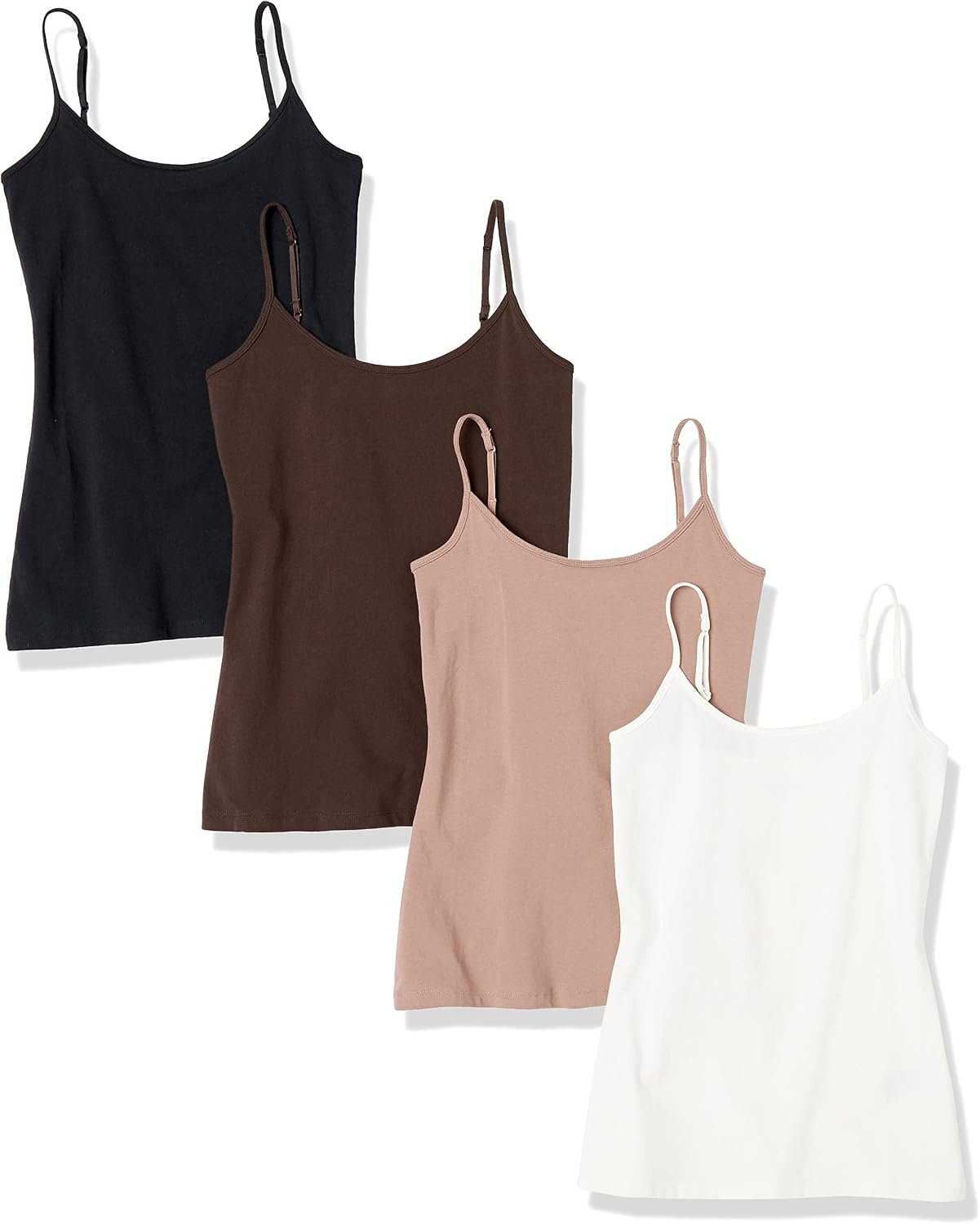 Amazon Essentials Women’s Slim-Fit Camisole for Layering and Everyday Wear, Pack of 4