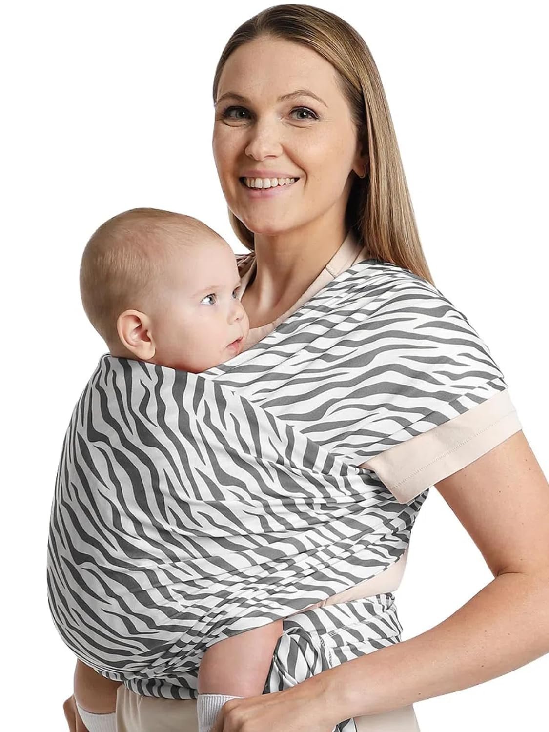 Baby Wraps Carrier,Trendy Zebra Striped, Stretchy Ergonomic Hands-Free Design Baby Wearing Wrap for Newborn to Toddler 7-35 lbs, Soft and Comfortable Infant Wraps