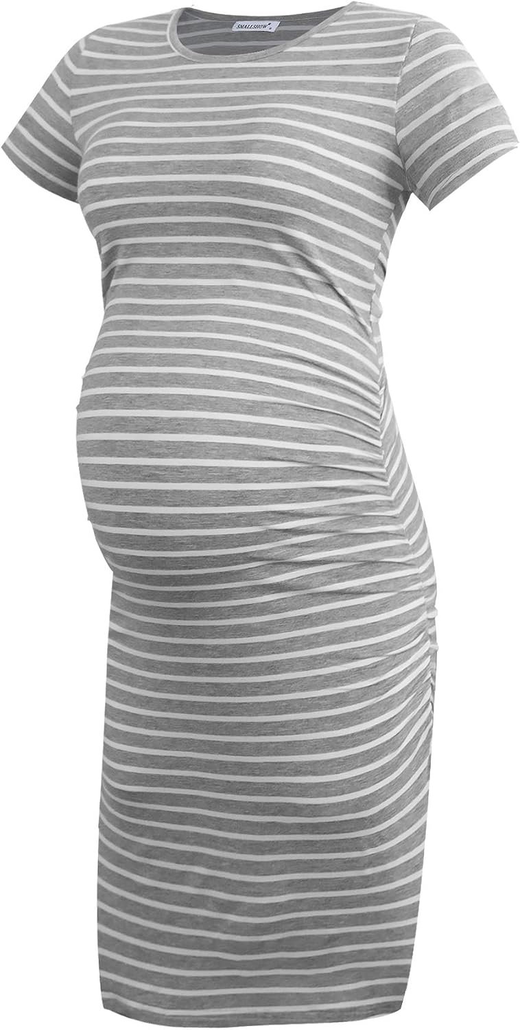 Smallshow Women’s Short Sleeve Maternity Dress Ruched Pregnancy Clothes