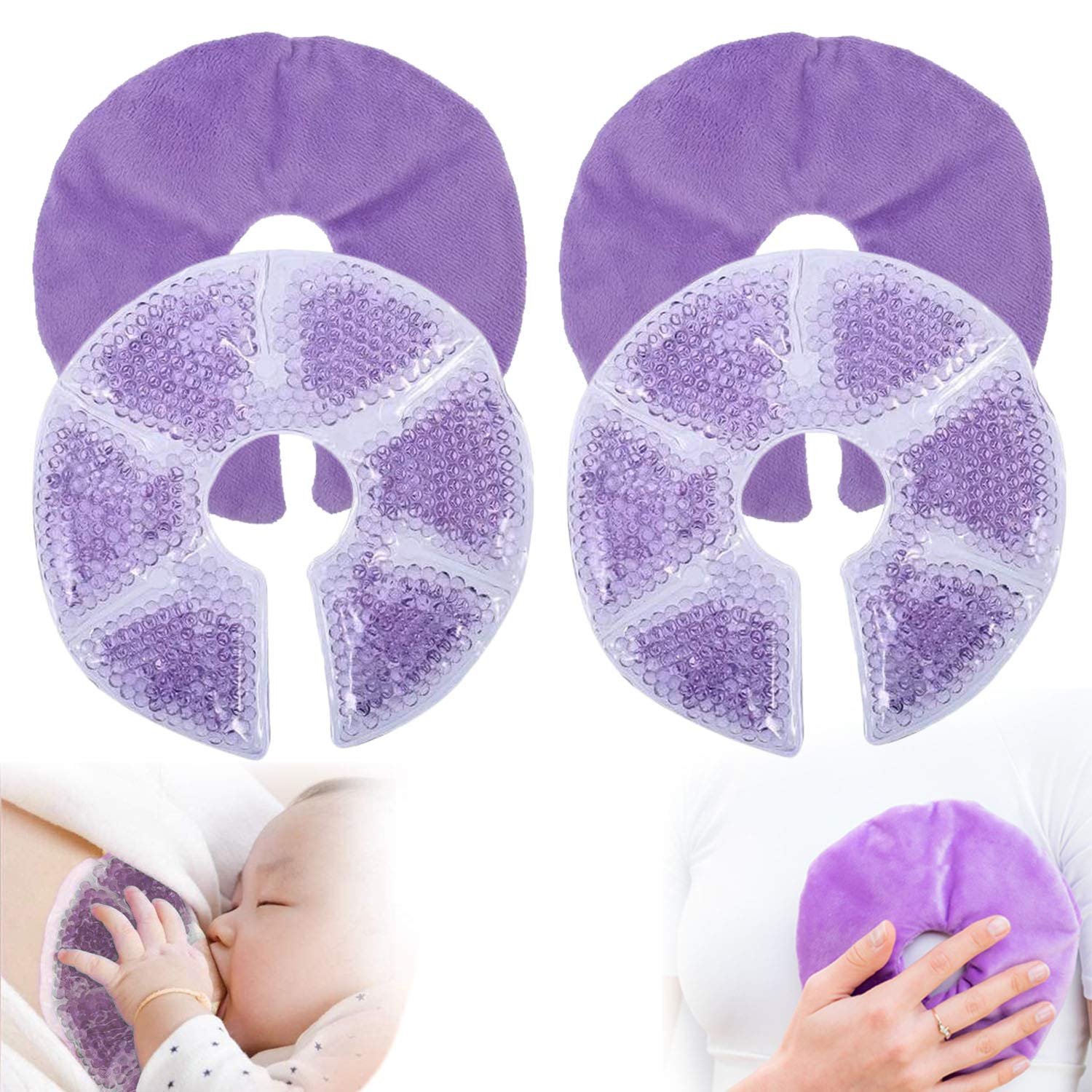 Breast Therapy Pads, Hot Cold Breastfeeding Gel Pads, Breastfeeding Essentials and Postpartum Recovery, Nursing Breast Pads Pain Relief for Mastitis