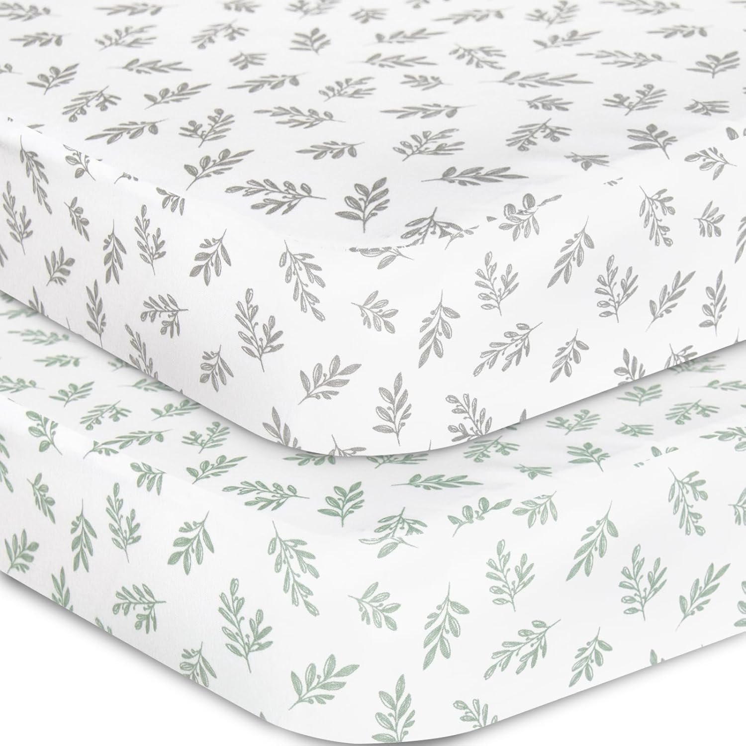 Crib Sheets Fitted for Boys and Girls, 2 Pack Crib Sheet Fits for Standard Crib Mattress, Neutral Toddler Bed Sheets, Lovely Print, 52”X 28”