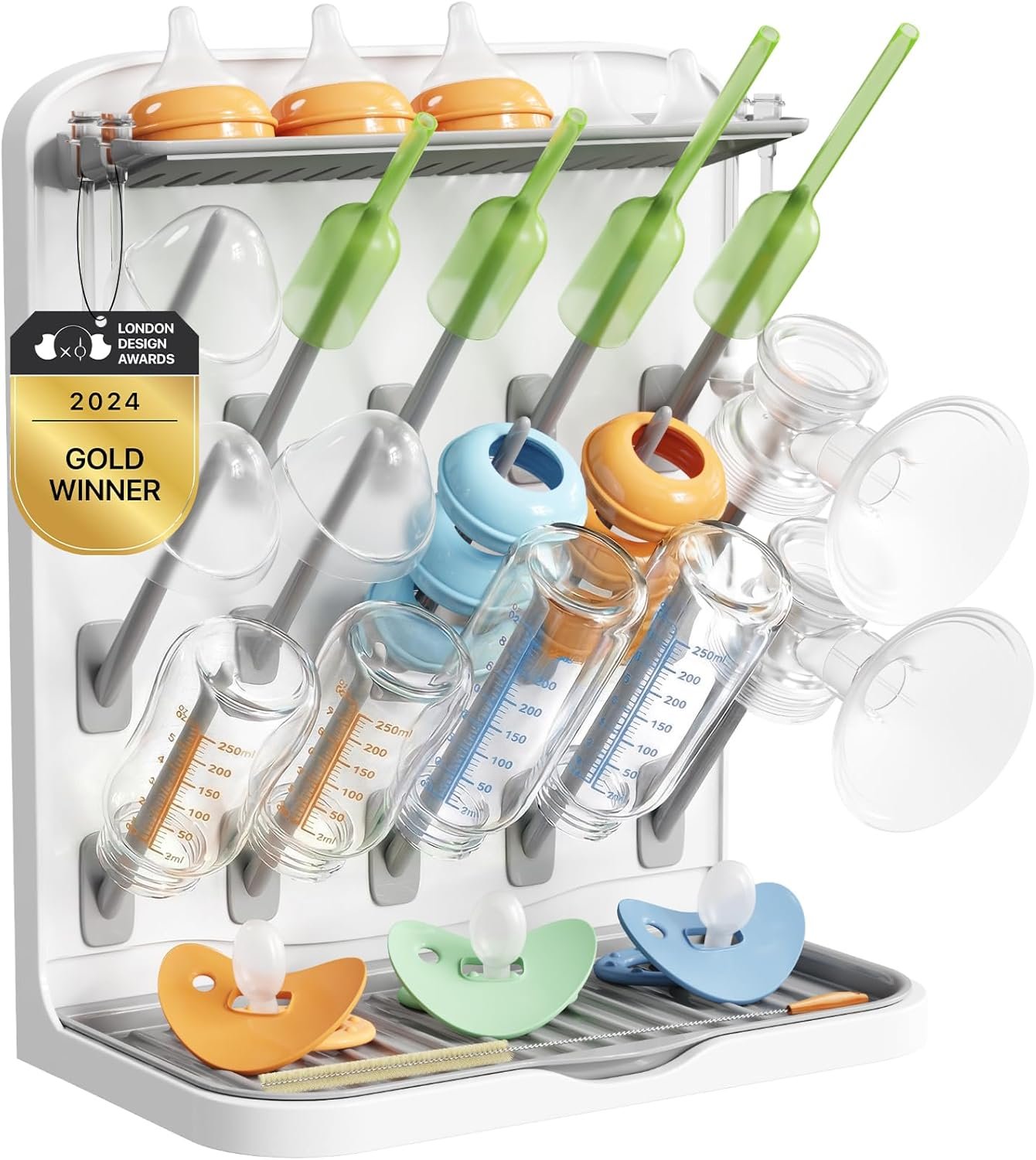 Lifewit Large Baby Bottle Drying Rack 15 Hooks, Newborn Essentials Must Haves, Bottle Storage Organizer for Countertop, Cabinet, Rack Dryer Holder for Pacifiers, Pump Parts, Baby Stuff