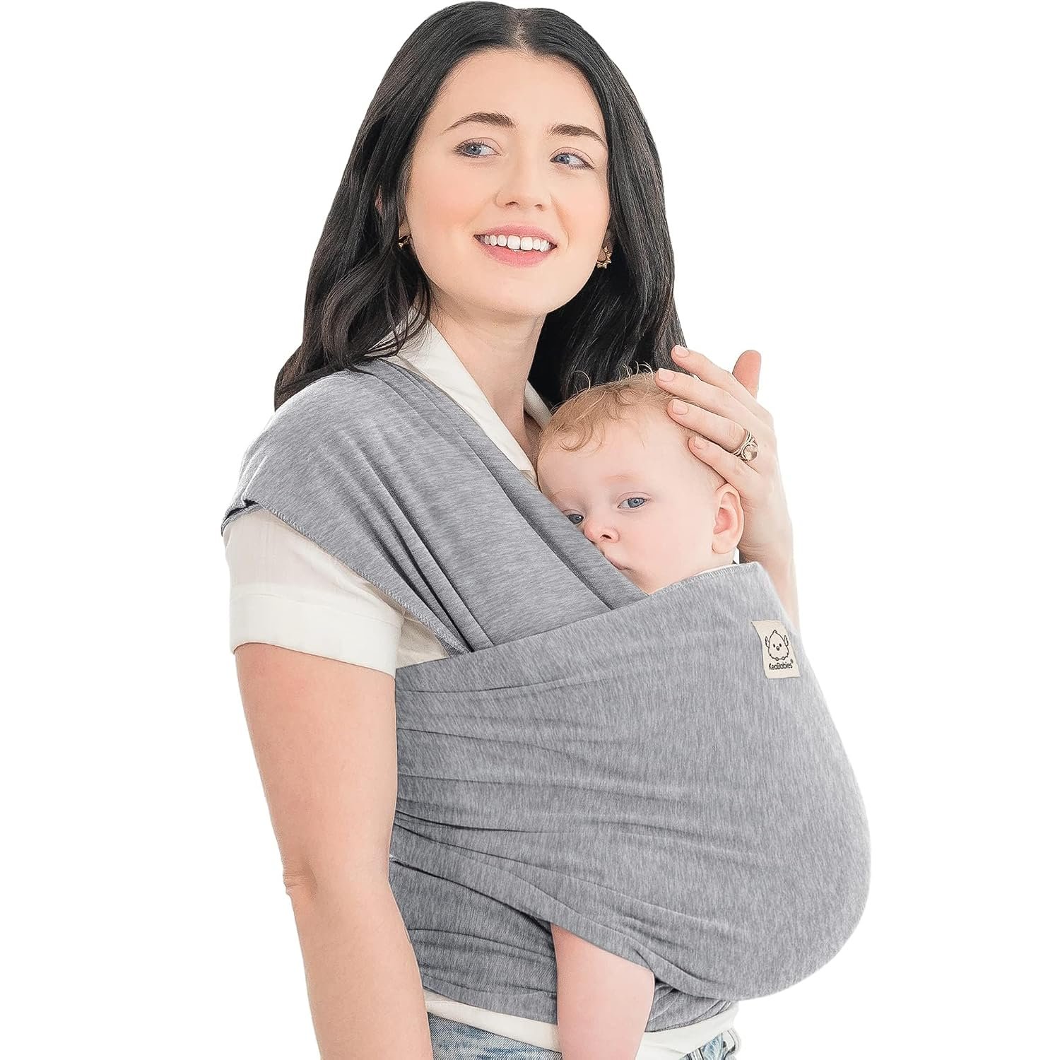 KeaBabies Baby Wrap Carrier, All in 1 Original Baby Carrier (Classic Gray) | Newborn to Toddler Sling, Easy to Wear, Hands Free Bonding, Lightweight, Breathable Infant Wraps