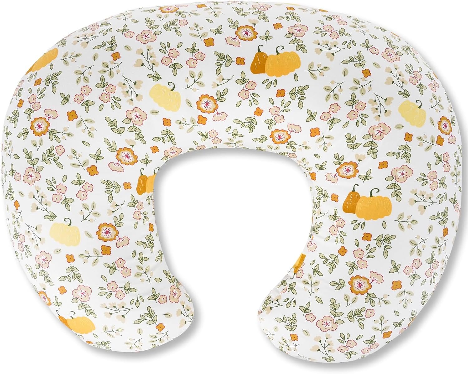 Ergonomic Nursing Pillow for Breastfeeding & Bottle Feeding, Breastfeeding Pillow to Reduce Back Neck Strain, Suitable for Breastfeeding Mom & Baby, Washable Cotton Cover(Flower Beige)