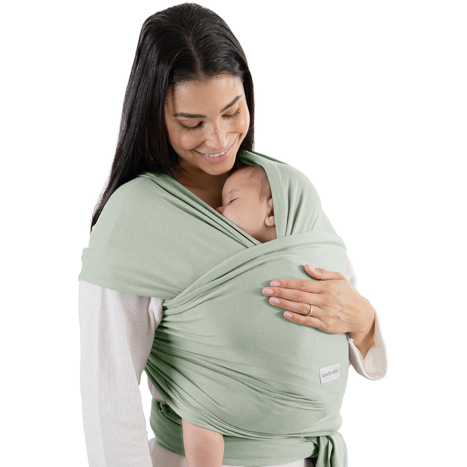 Comfy Cubs Baby Wrap Carrier – Soft & Secure Fit Cotton Blend Baby Carrier Newborn to Toddler – Hands-Free & Lightweight Infant Wrap – Adjustable, One Size Fits All Toddler Sling – Fern