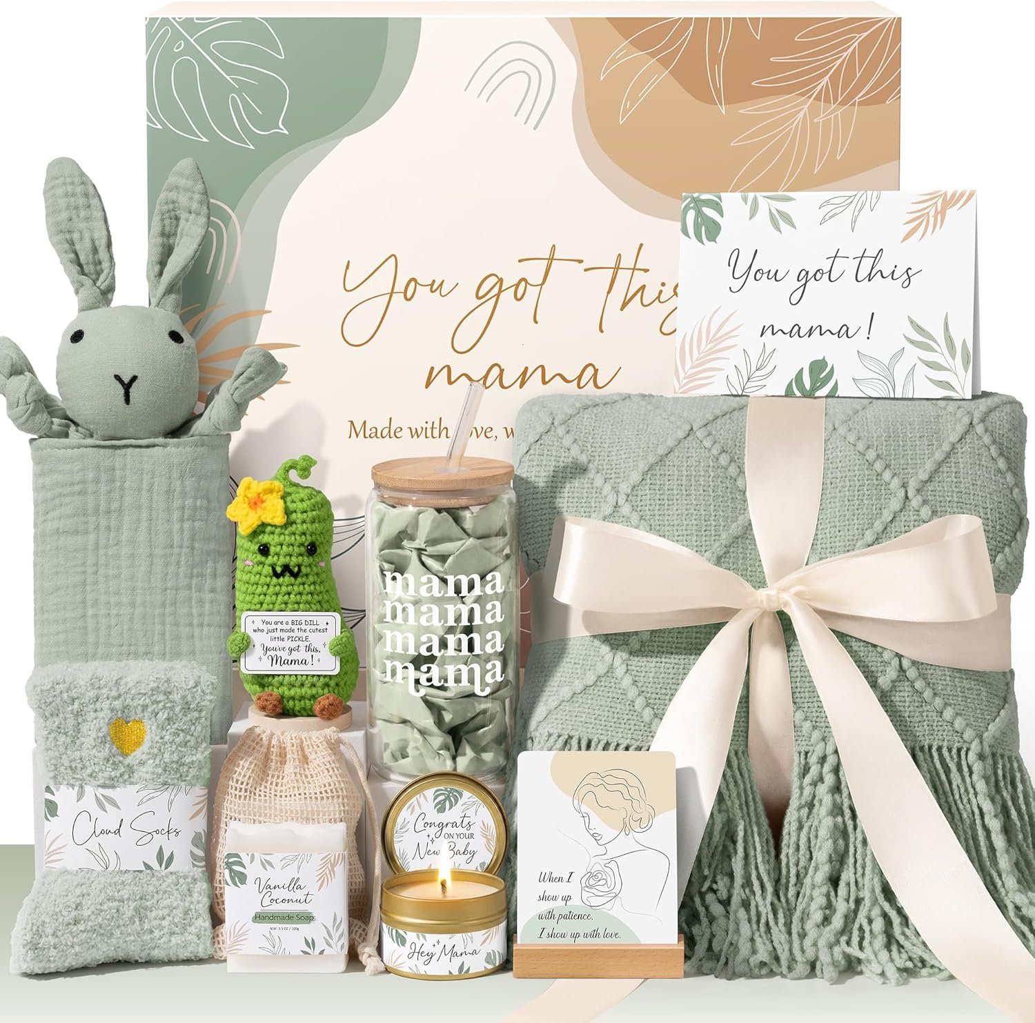 New Mom Gifts for Women Care Package, Postpartum Gifts for New Mom After Birth Essentials Kit, Pregnancy Gifts for Expecting Pregnant First Time Mom To Be Gift Basket, Gender Reveal Gift Push Presents