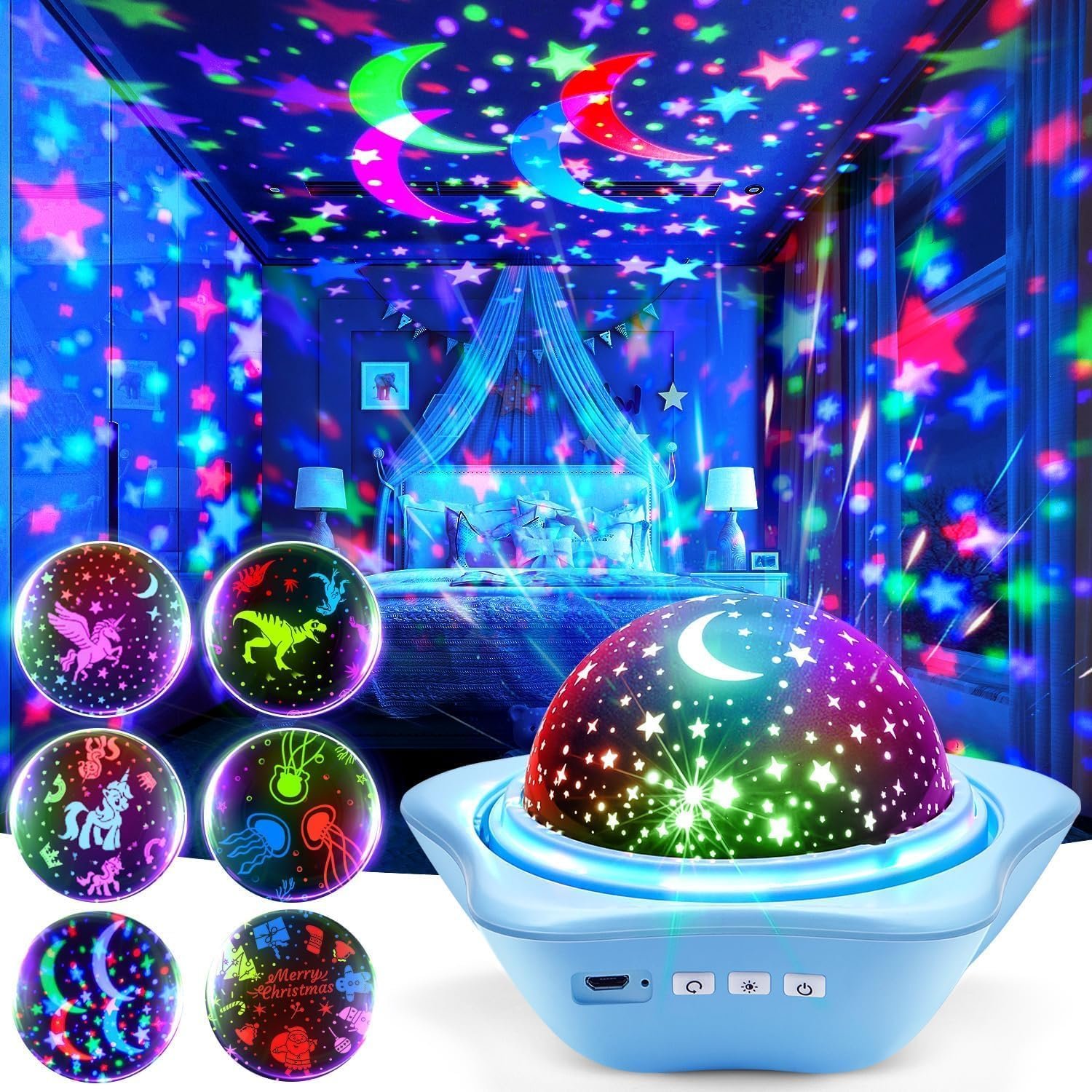 One Fire Night Light for Kids Toys,6 Films+78 Lighting Modes Star Projector,Rechargeable Night Light Projector,360°Rotion Star Lights for Bedroom Decor,Birthday Gifts for Kids Baby Sensory Toys Autism