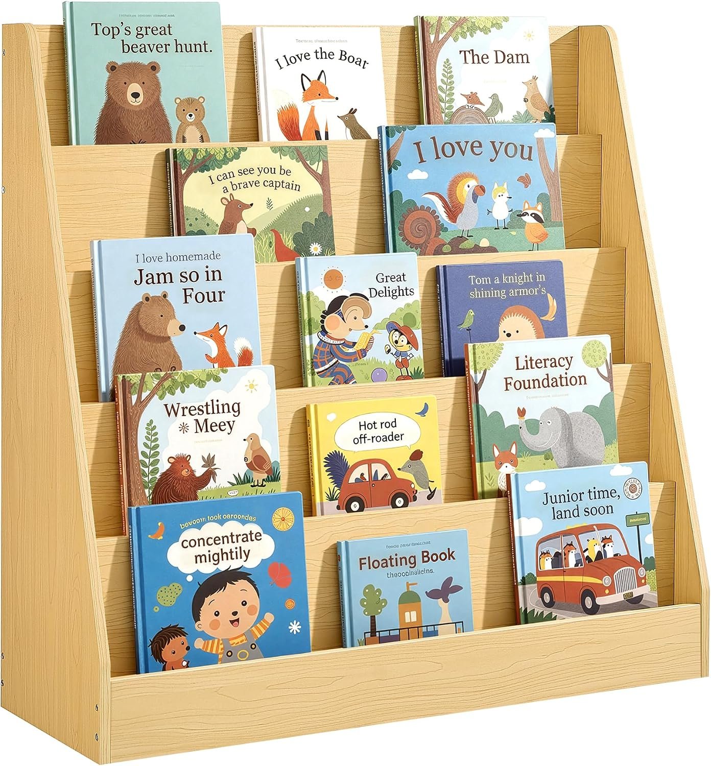 SONGMICS CUSTOS Collection – Kids Bookcase, 5-Tier Montessori Bookshelf, Front-Facing Book Display Rack, for Children’s Room, Reading Nook, 11.8 x 31.5 x 31.5 Inches, Beech Beige UGKR076YZ01