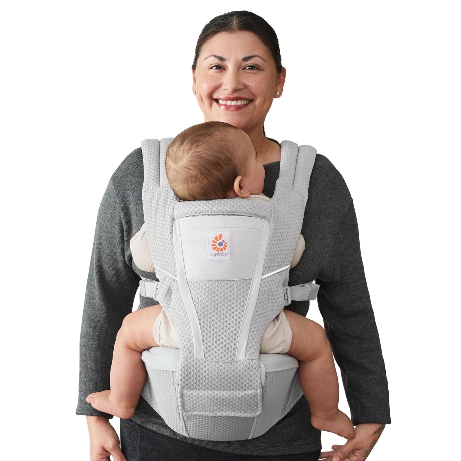 Ergobaby Alta Hip Seat Baby Carrier for Babies and Toddlers 4-48 Months (12-45 lbs) – 3-Position Convertible Ergonomic Baby Carrier with Storage Pocket, Sun Hood, Hip-Healthy Positioning – Pearl Grey