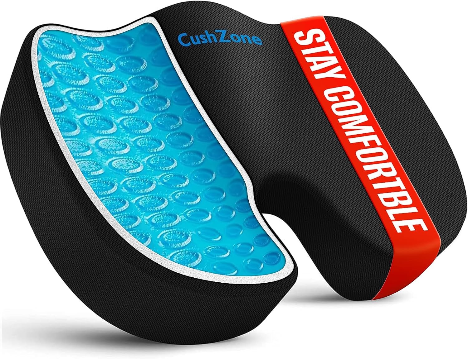 Office Chair Seat Cushion, Cooling Gel Enhanced Memory Foam Cushion for Long Sitting – Back, Sciatica, Coccyx, Tailbone Pain Relief Pillow – for Office, Gaming, Car, Wheelchair – Black, Large