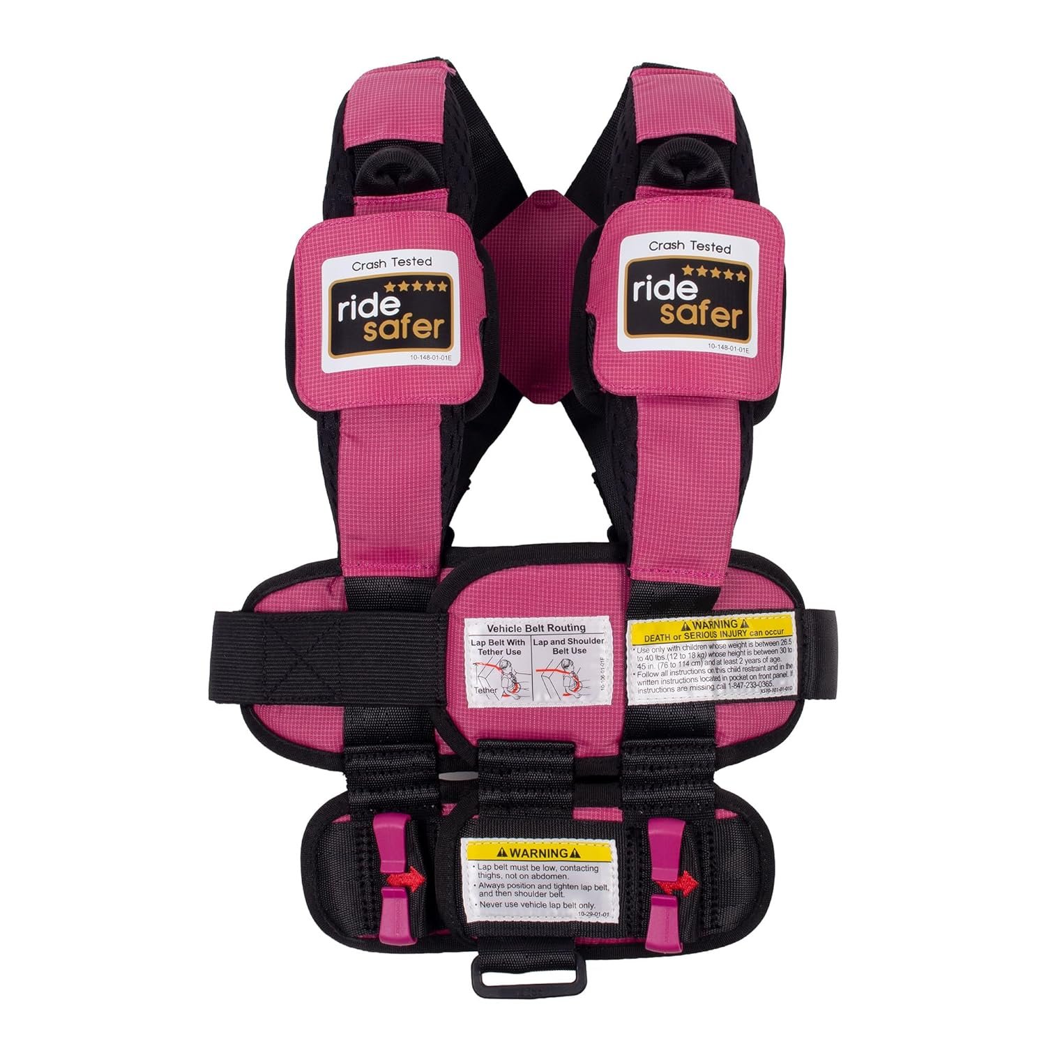 RideSafer Gen 5 – Extra Small (XS) Pink, Lightweight, Compact, Portable Car Seat, 2+ Years; 26.5–40 lb – Perfect for Travel and Everyday Child Safety