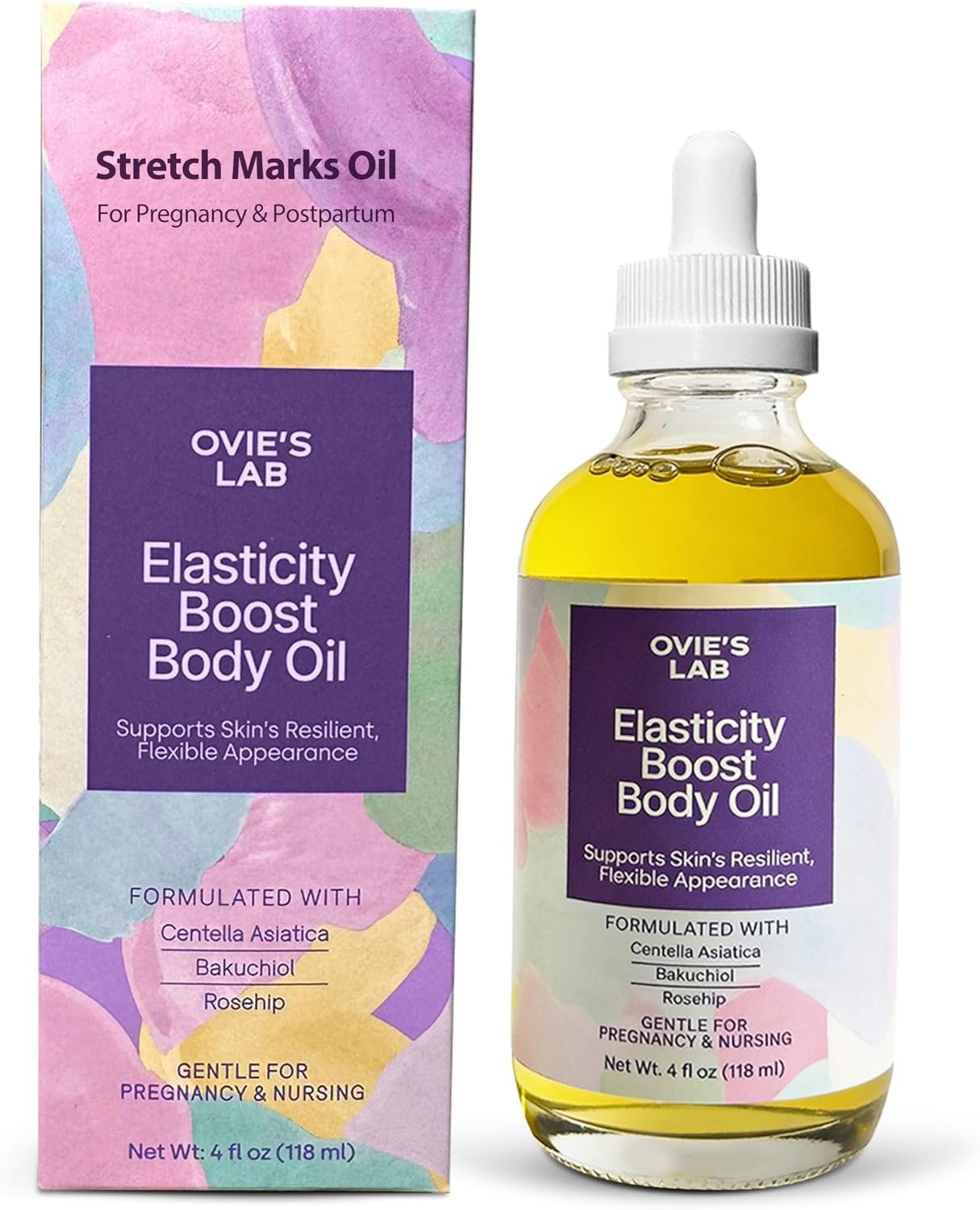 Belly Oil for Pregnant Women – Oil for Stretch Marks During Pregnancy & Postpartum, Pregnancy Stretch Mark Support with Centella Asiatica, Lightweight Body Oil