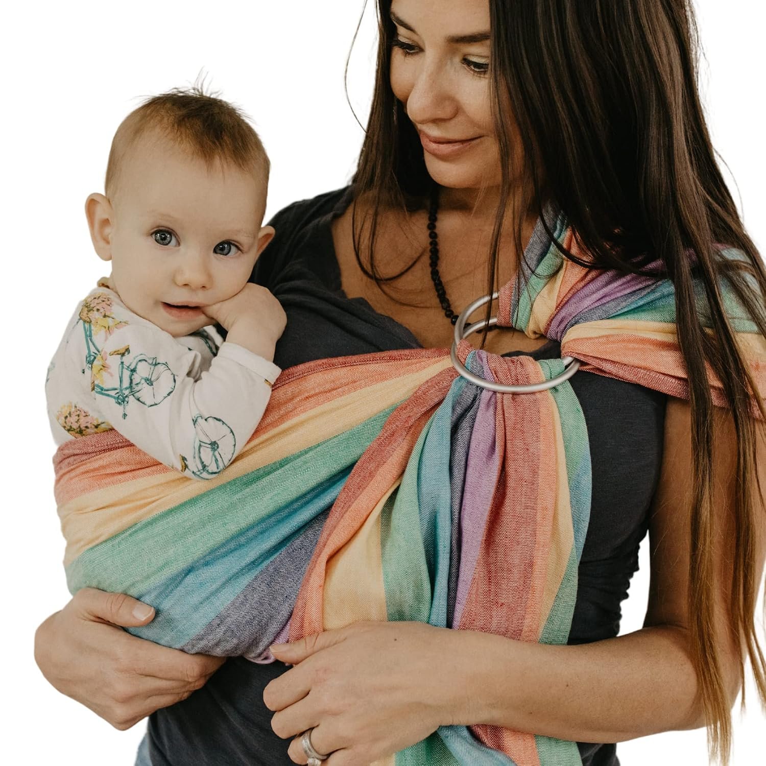 Hip Baby Wrap – Adjustable Baby Ring Sling & Carrier for Newborns, Infants & Toddlers – Soft Cotton Baby Wrap for Nursing, Infant Shower Gifts – Sling Carrier for 8-35 lbs – Summer Rainbow