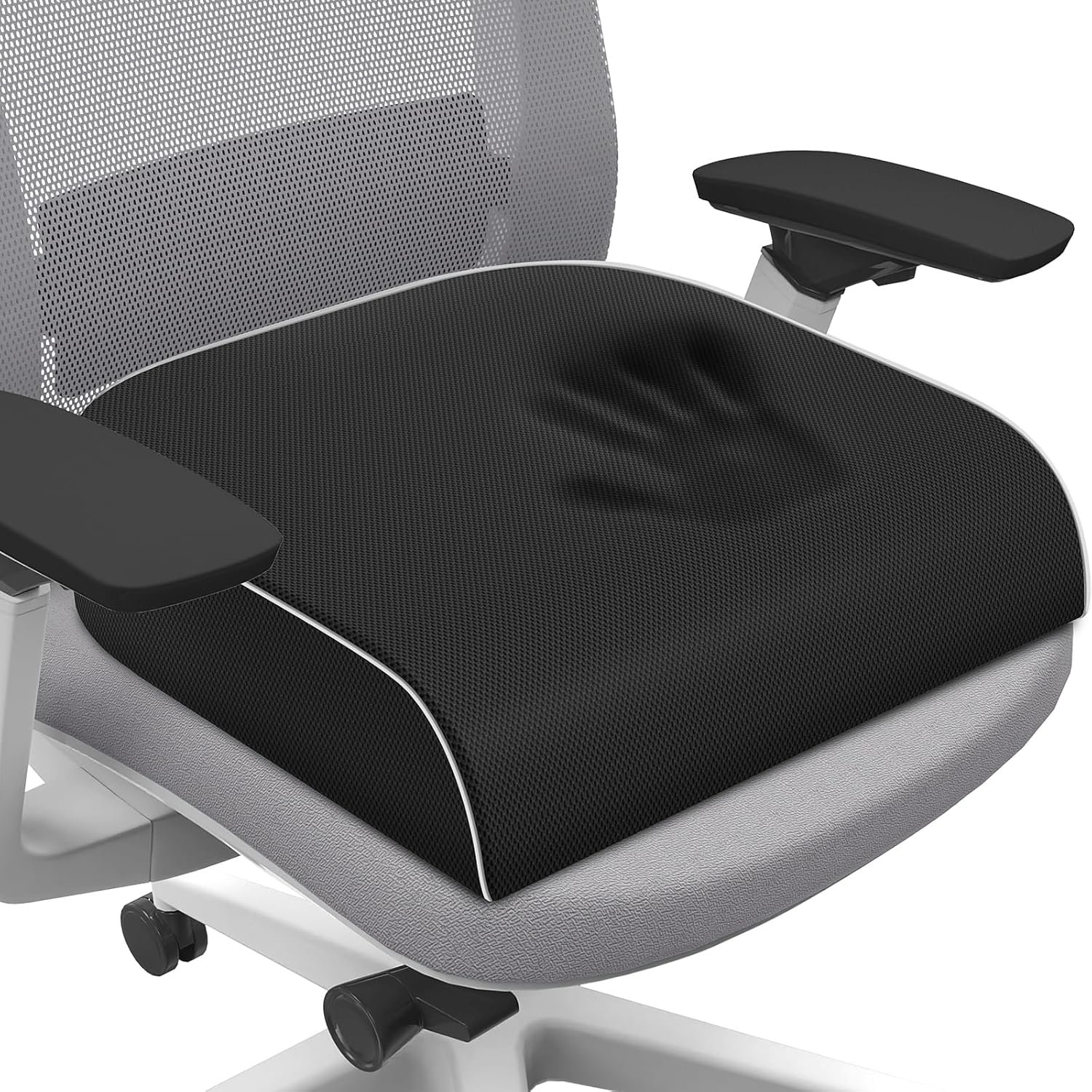 SweetSlubr Seat Cushion for Tailbone Pain Relief, Office Chair Cushion, Chair Pad, Memory Foam Large Cushion with Non-Slip Cover for Soft Support at Office Chair, Car Seat, Airplane, Black/Large