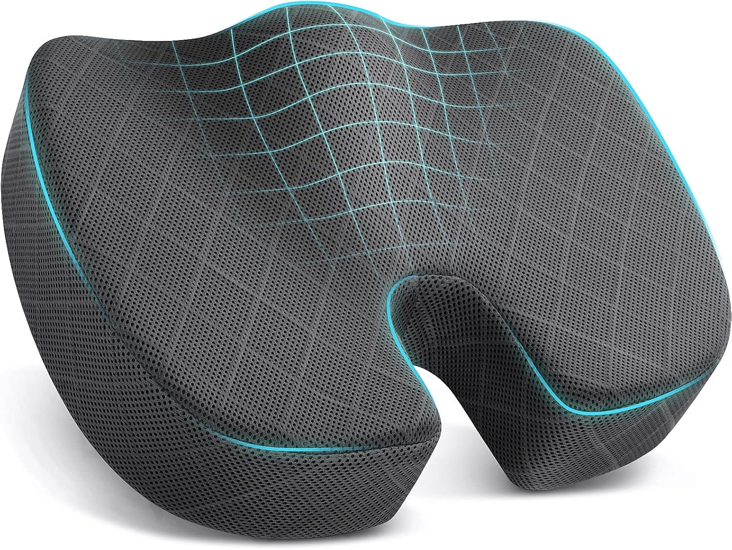 TushGuard Seat Cushion – Memory Foam Sitting Pillow for Office Chair, Car Seat, Airplane, Bleacher – Sciatica & Hip & Coccyx Pain Relief Desk Chair Cushion for Long Sitting Office Workers, Car Drivers