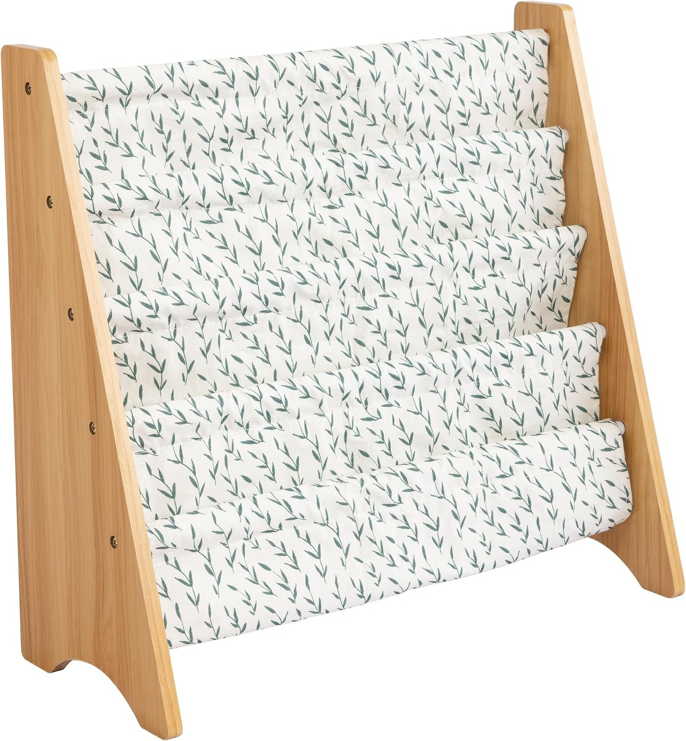 Humble Crew Kids Bookshelf, 4-Tier Front-Facing Book Display Organizer, Montessori Toddler Bookcase for Playroom, Bedroom & Reading Corner, Natural/White/Green