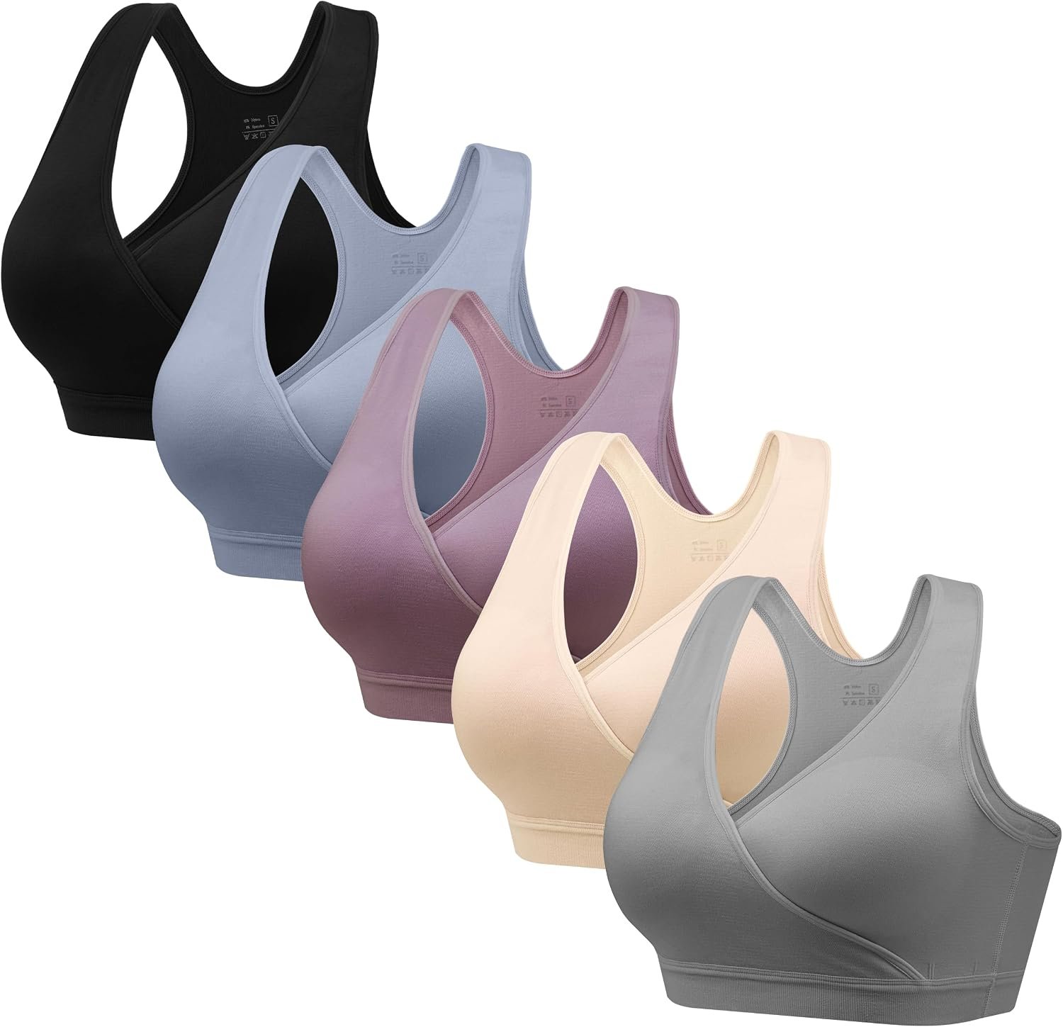 HBselect Nursing Bras for Breastfeeding, Maternity Nursing Sleep Bra Wireless Pregnancy Sleep Bralette 3/5 Pack