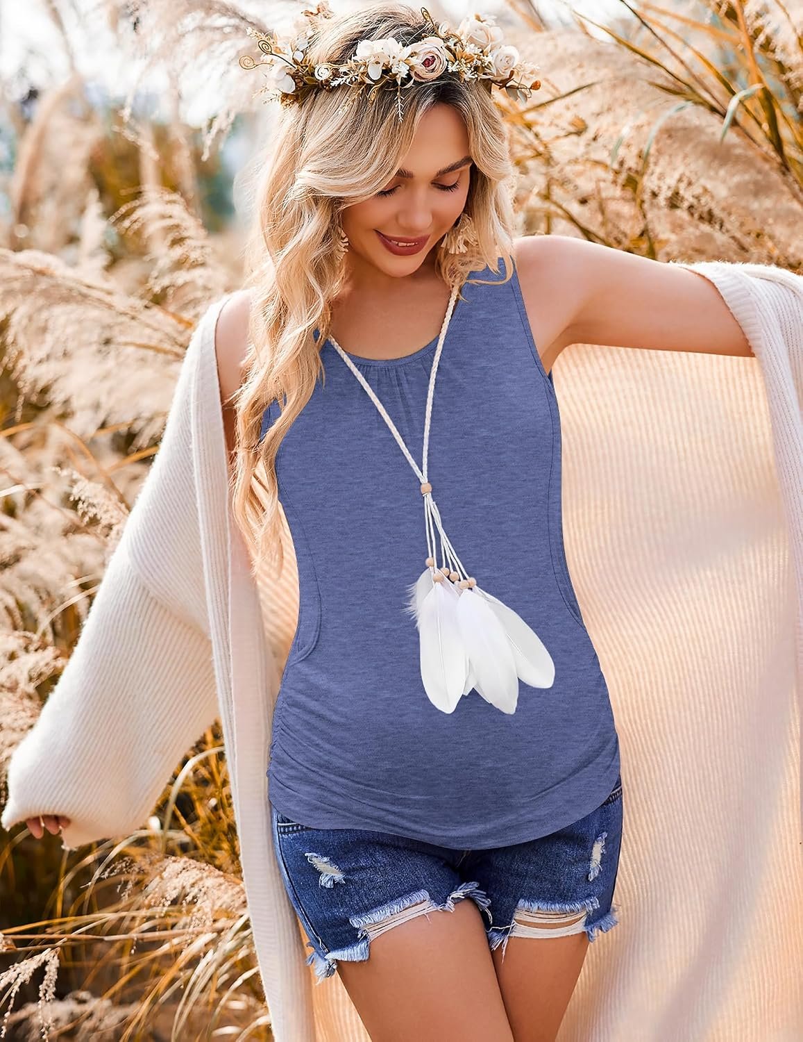 Ekouaer 3 Packs Nursing Tank Tops for Breastfeeding Maternity Shirts Pregnancy Clothes