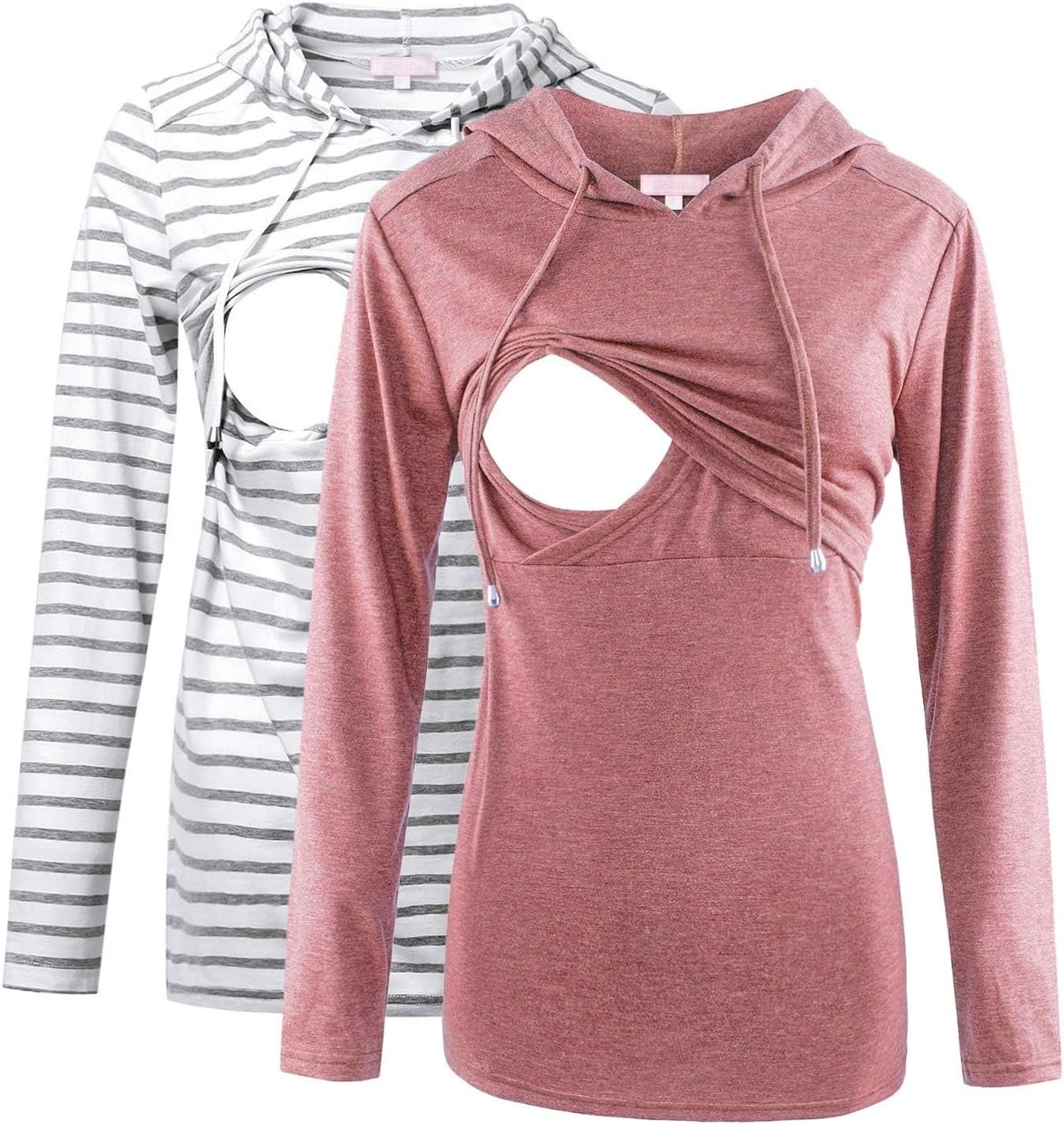 Bhome Nursing Shirt Long Sleeves Hoodie Breastfeeding Top Sweatshirt