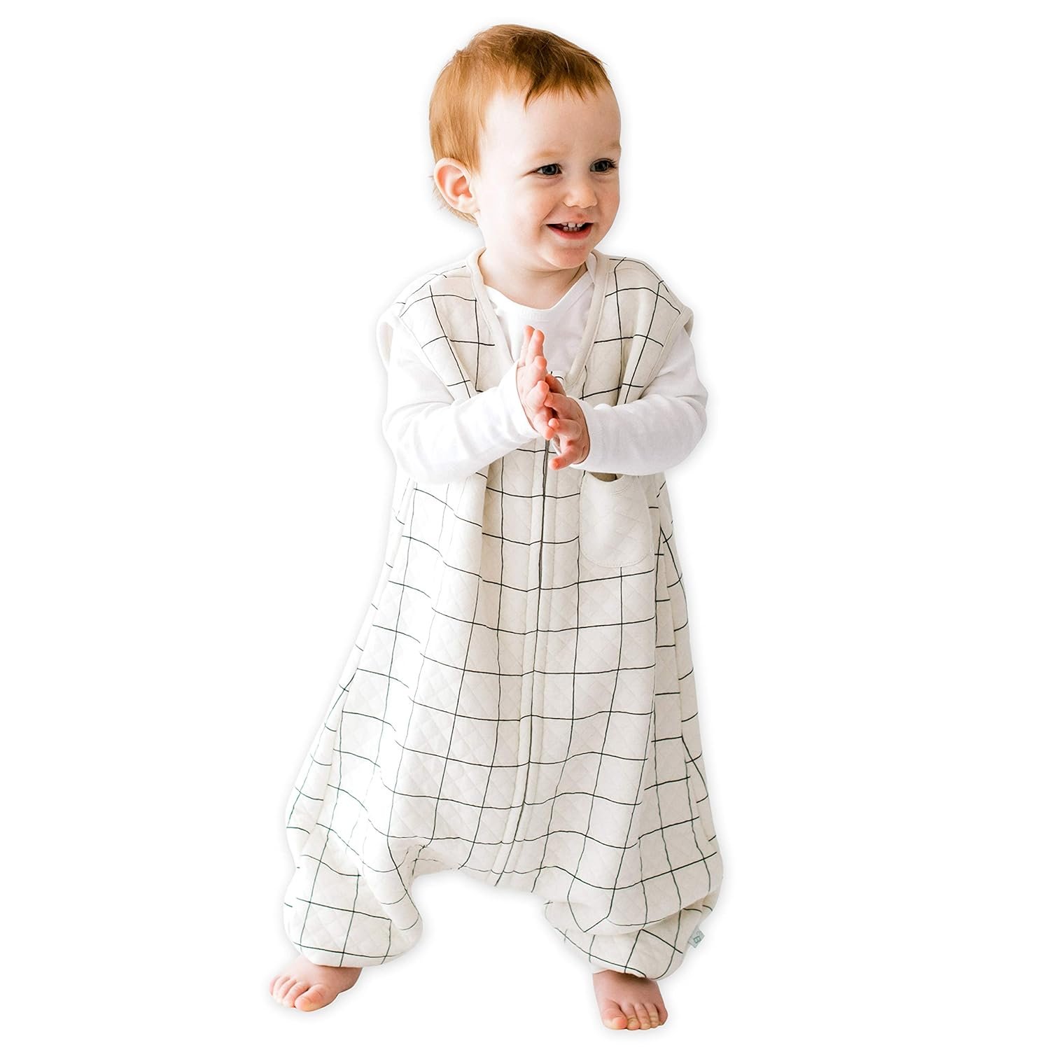Tealbee Dreamsuit Toddler Sleep Sack with Feet – Walker Sleep Bag with Legs, Rayon made from Bamboo, Summer 0.8 TOG, 2-Way Zipper, 12m-2T – Checkered