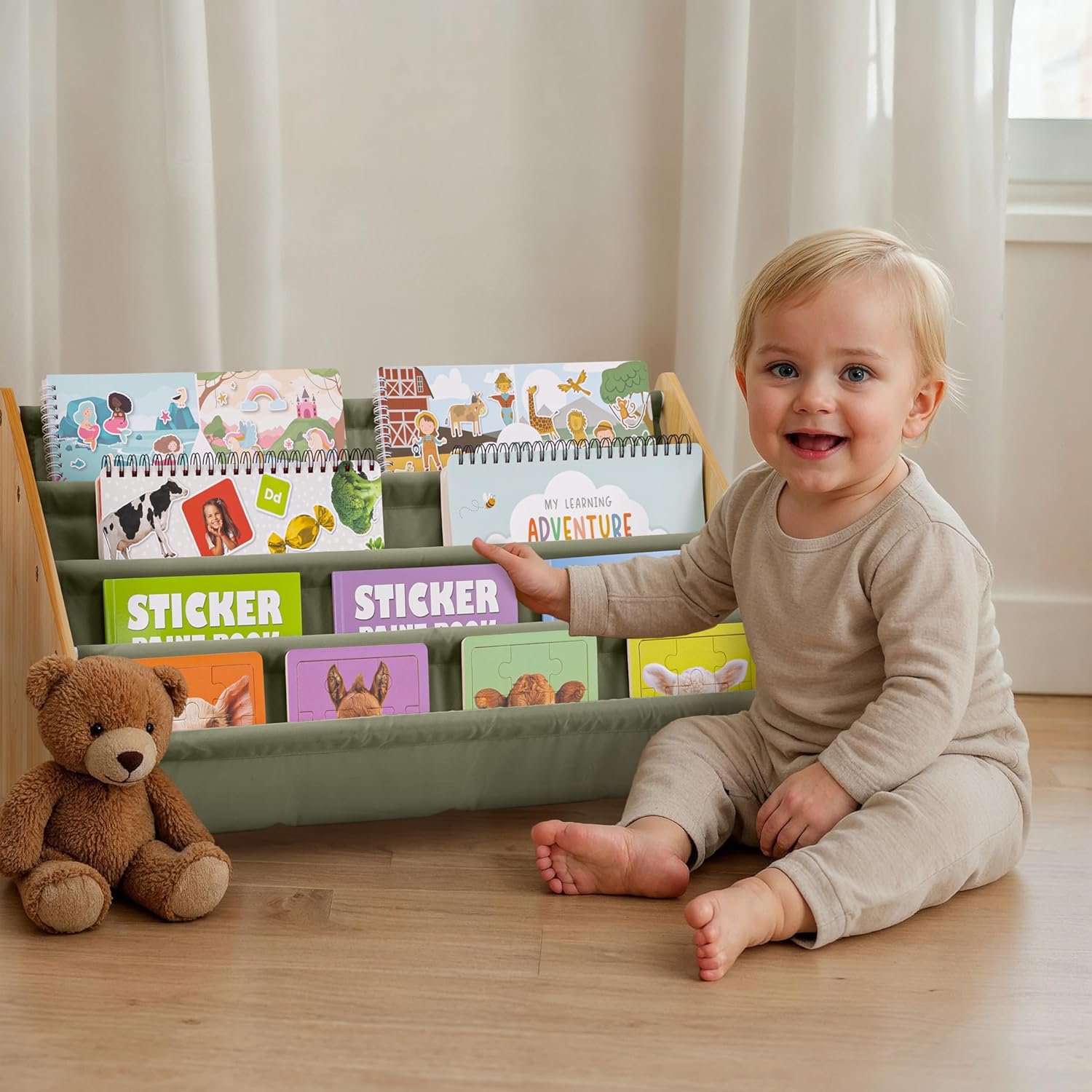 ZICOTO Decorative Wooden Bookshelf for Kids Rooms – Keeps Plenty of Books Neatly Organized & Within Reach for Toddlers – Easy Install Montessori Book Shelf for Baby’s Bedroom or Playroom Decor