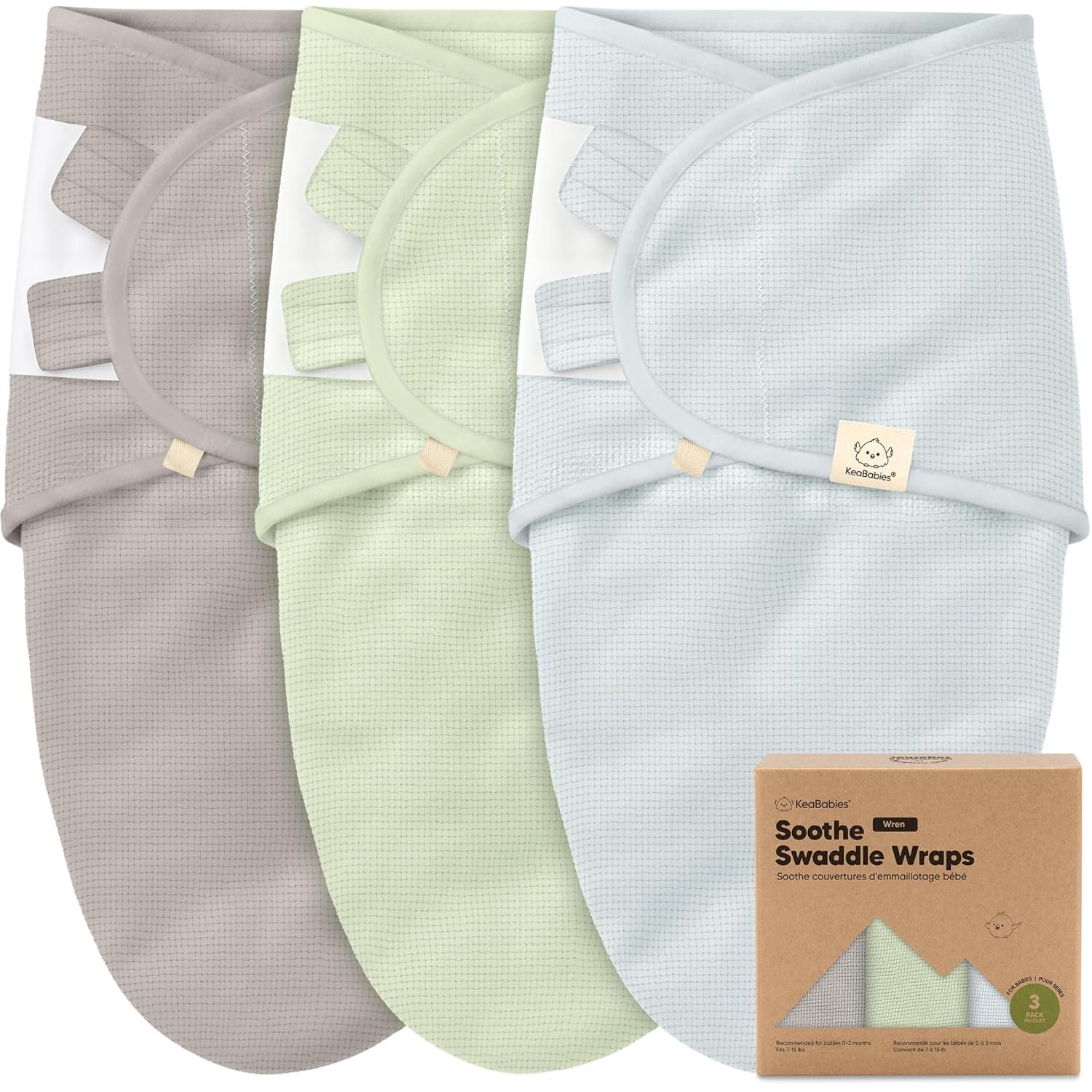 3-Pack Organic Swaddles for Newborns Sleep Sacks – Baby Swaddles 0-3 Months, Newborn Swaddle Wrap, Infant Wearable Blanket, Baby Sleep Sack Girls, Boys, Soft & Snug, Large Hook & Loop Closure (Ripple)