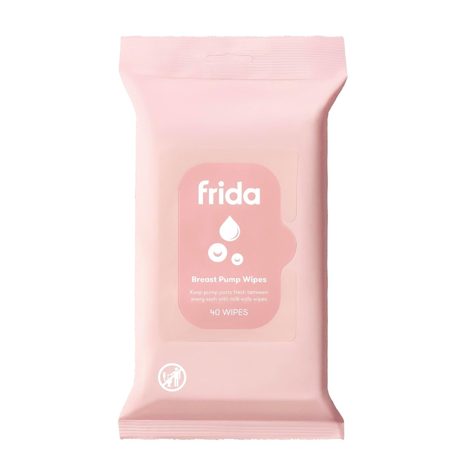 Frida Mom Breast Pump Wipes, Multi-Surface Cleaner, Travel Essentials, 40ct | Removes Breastmilk Residue, Food-Grade Ingredients, Baby & Milk Safe, Travel Essential