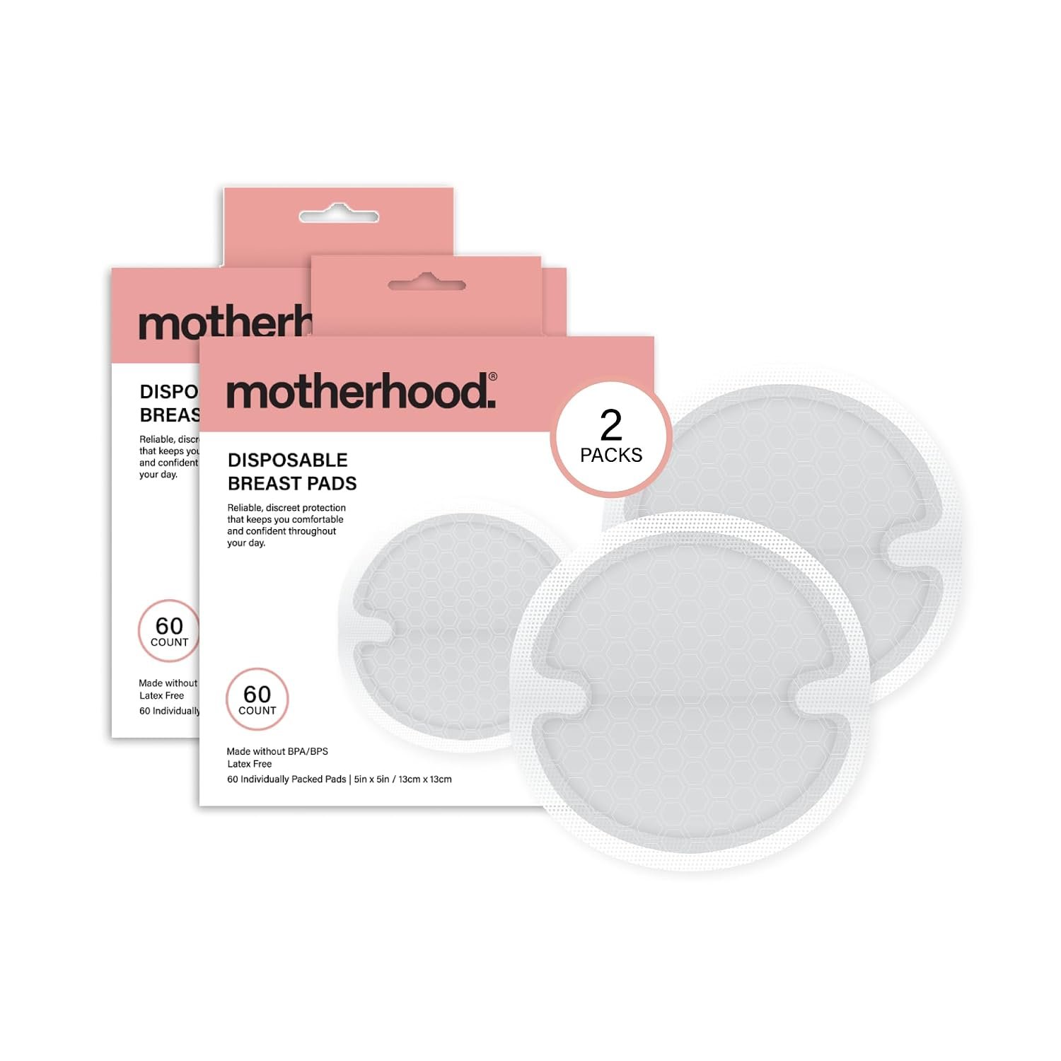 Motherhood Maternity Disposable Nursing Pads – Leak Proof Breast Pads for Breastfeeding, Ultra Absorbent, Individually Wrapped, Soft & Discreet, 60 Count (Case of 2 (120 ct)) | Comfortable support during breastfeeding